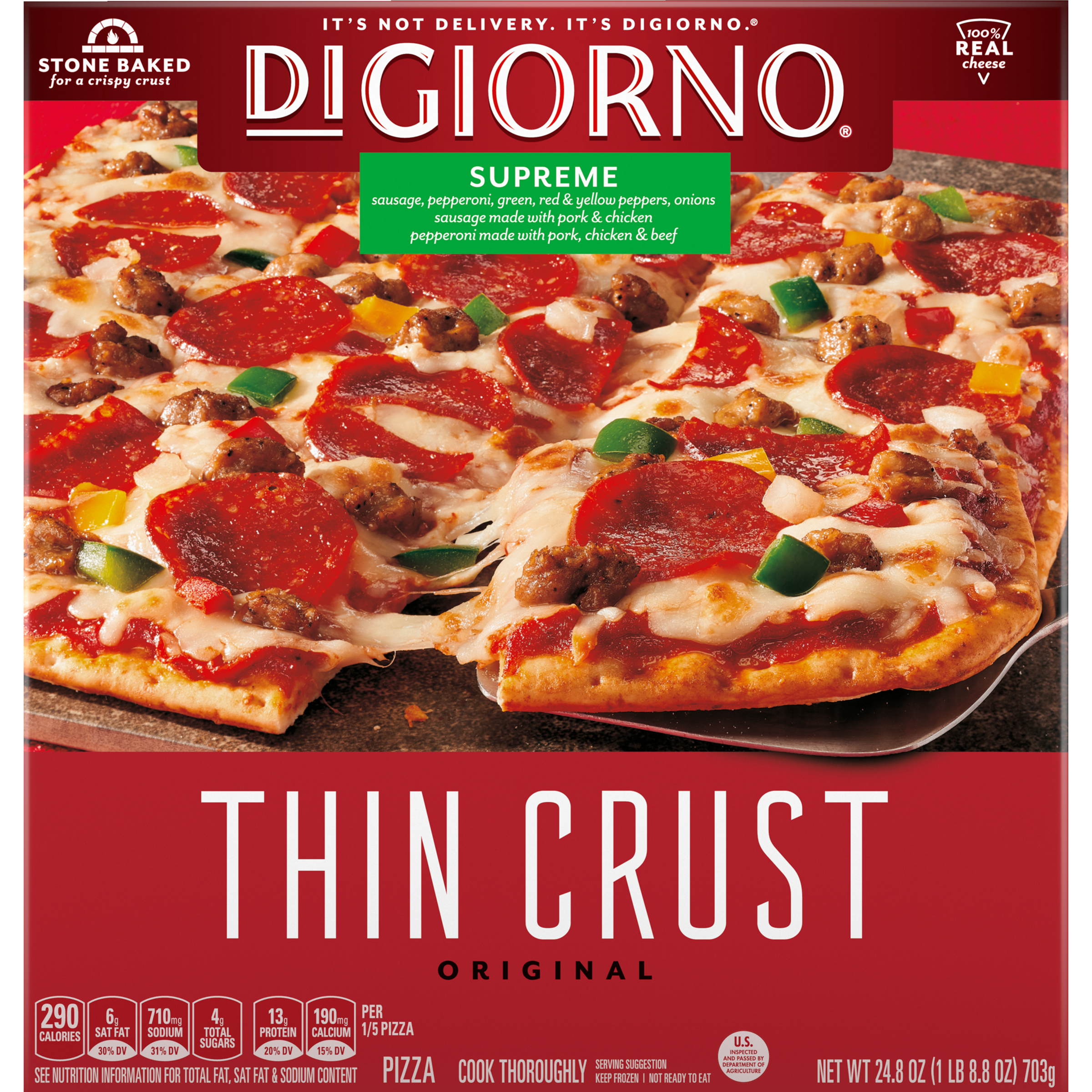 DIGIORNO Thin Crust Supreme Pizza 14 units per case 24.8 oz