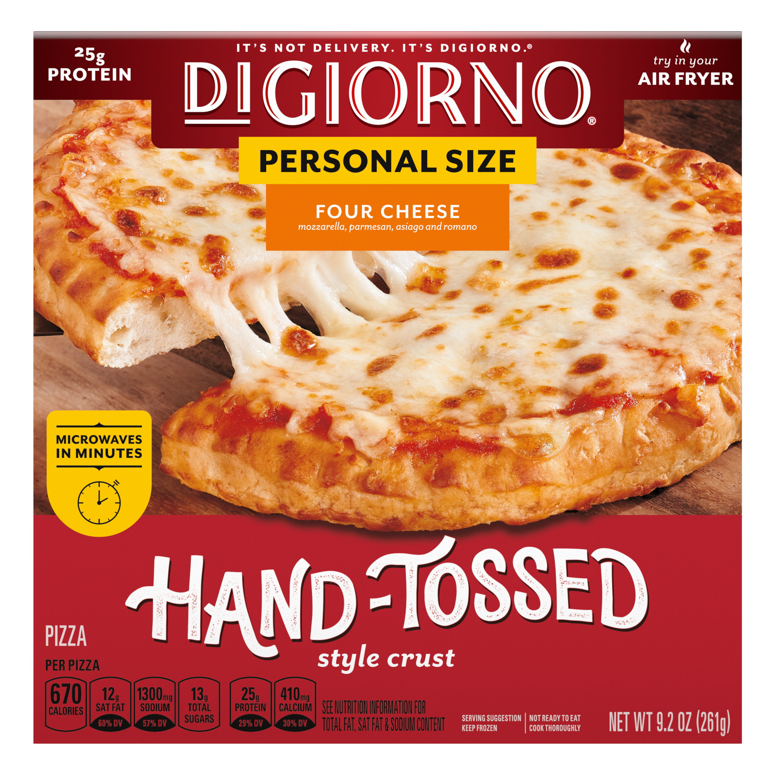 DIGIORNO Hand Tossed Crust Four Cheese Personal Size Pizza 10 units per case 9.2 oz