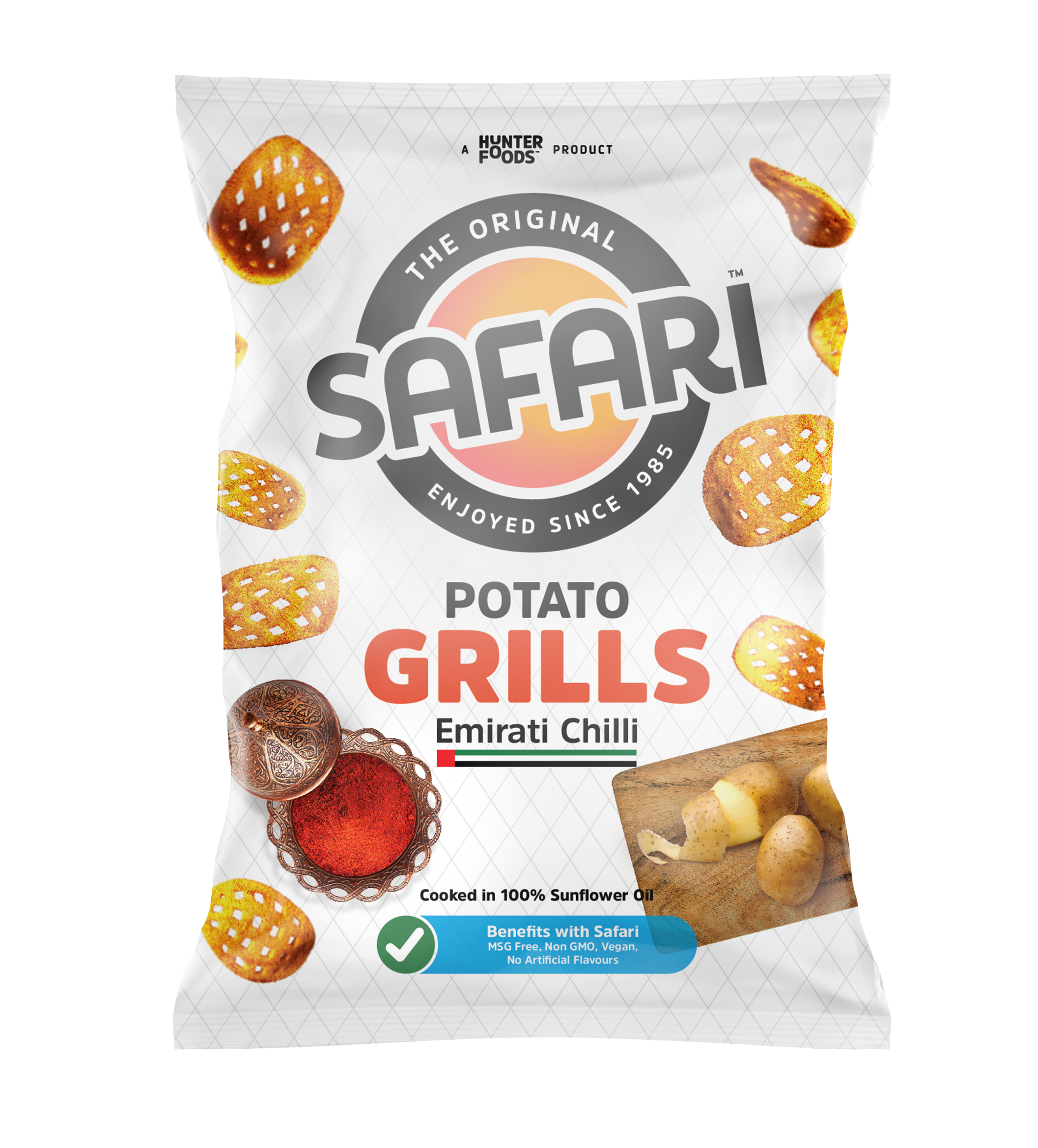 Safari Potato Grills - Emirati Chilli - White Packaging 16 units per case 60 g