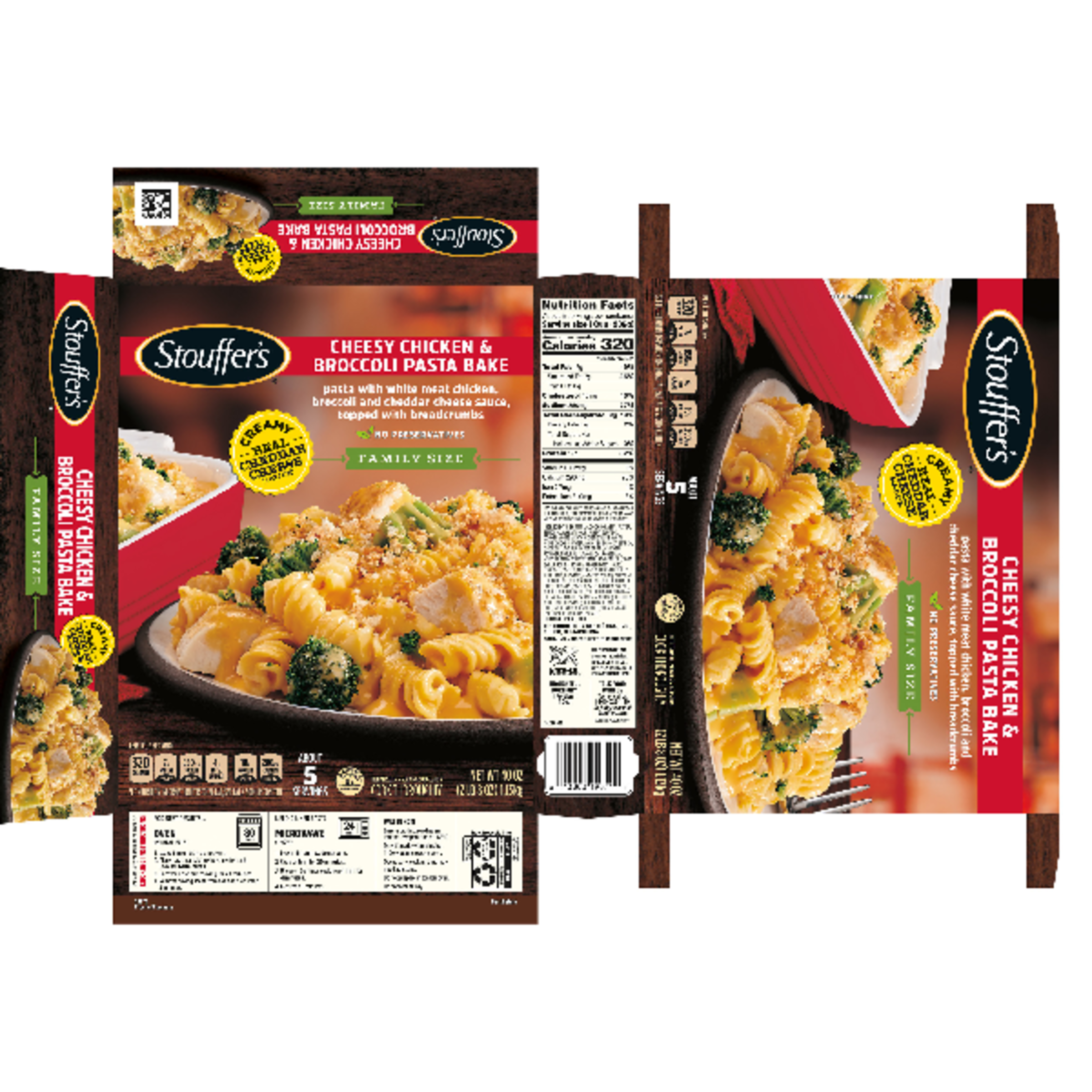 STOUFFER'S Cheesy Chicken & Broccoli Pasta Bake (Family Size) 6 units per case 40.0 oz Product Label