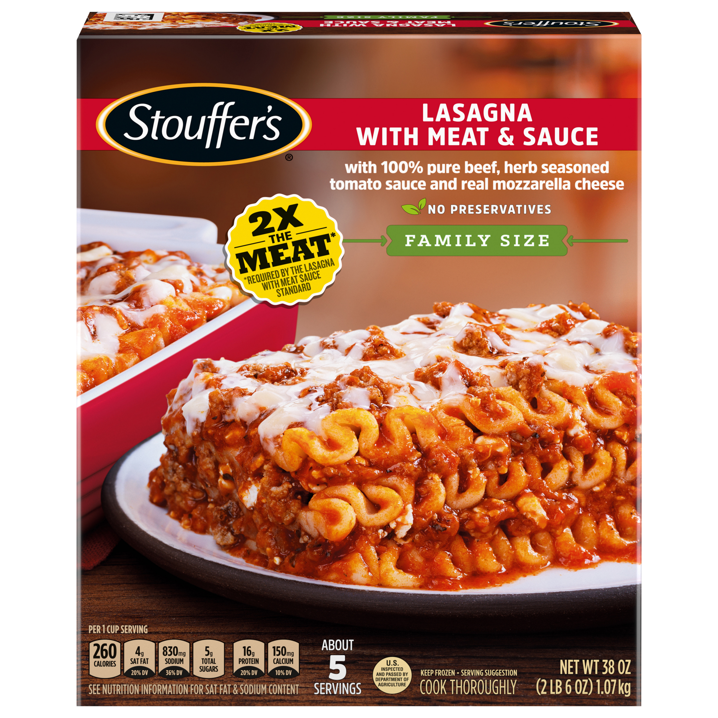 STOUFFER'S Lasagna with Meat & Sauce (Family Size) 6 units per case 38.0 oz