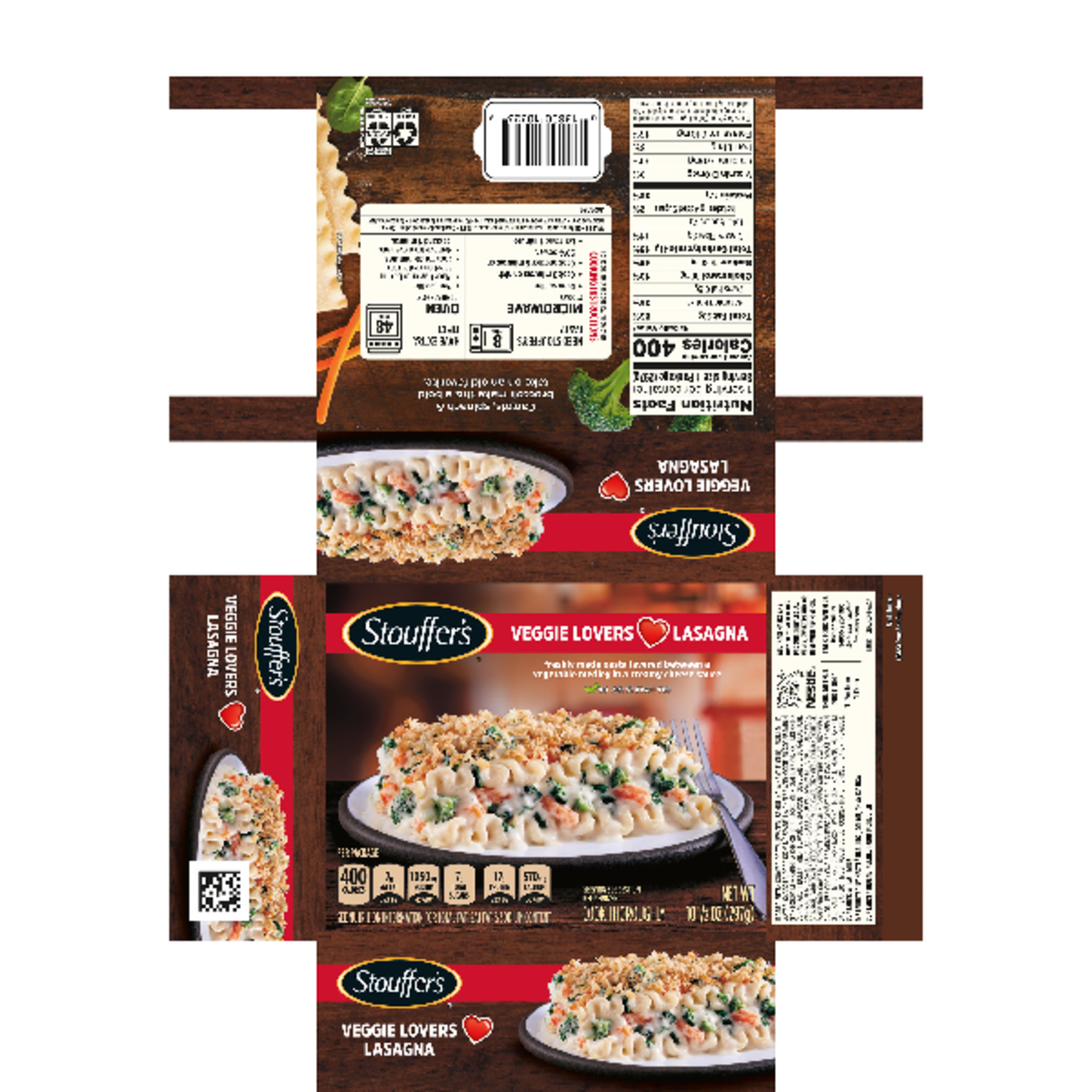 STOUFFER'S Veggie Lovers Lasagna 12 units per case 10.5 oz Product Label
