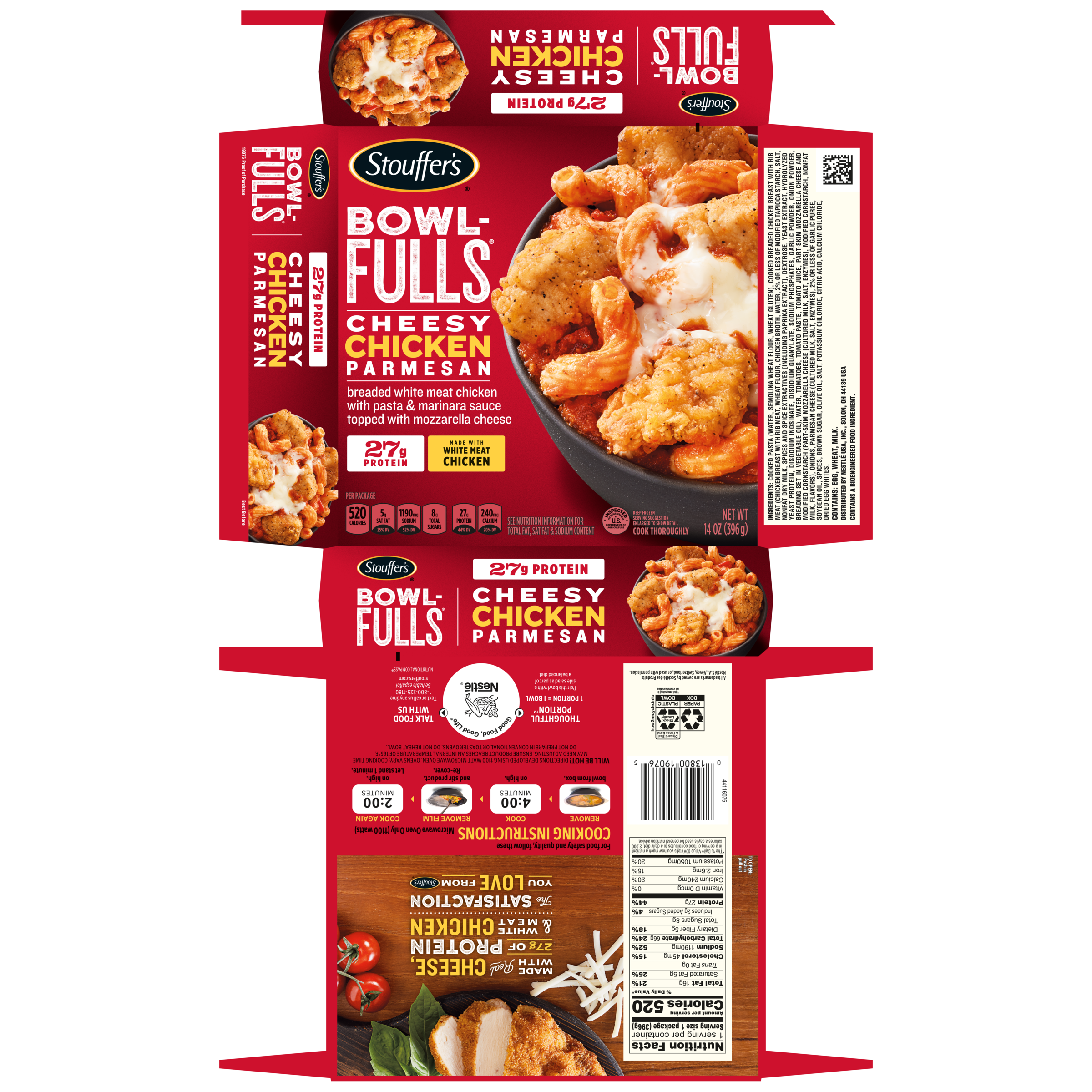 STOUFFER'S Bowl-Fulls Cheesy Chicken Parmesan 8 units per case 14.0 oz Product Label