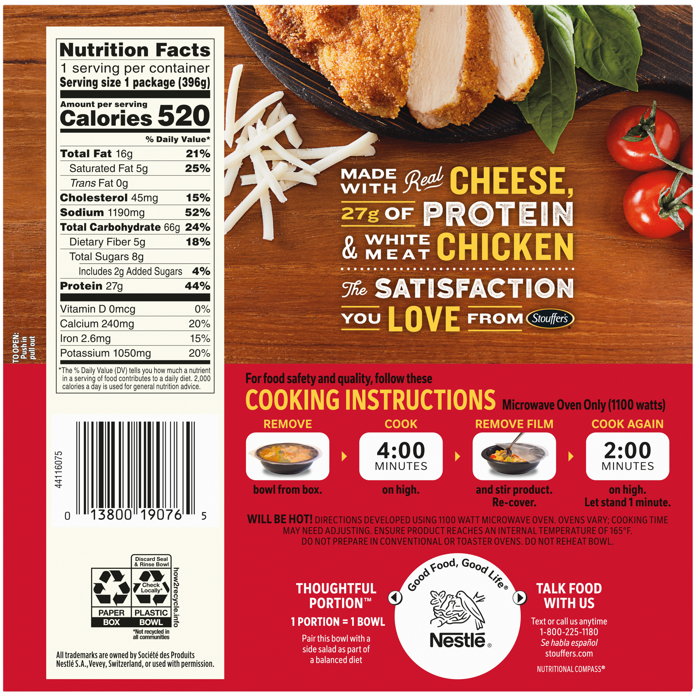 STOUFFER'S Bowl-Fulls Cheesy Chicken Parmesan 8 units per case 14.0 oz