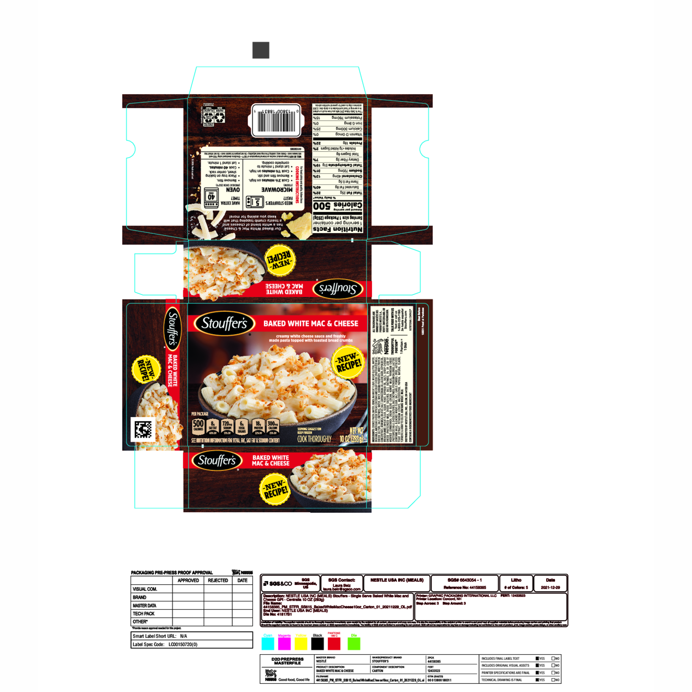 STOUFFER'S Baked White Mac & Cheese 12 units per case 10.0 oz Product Label