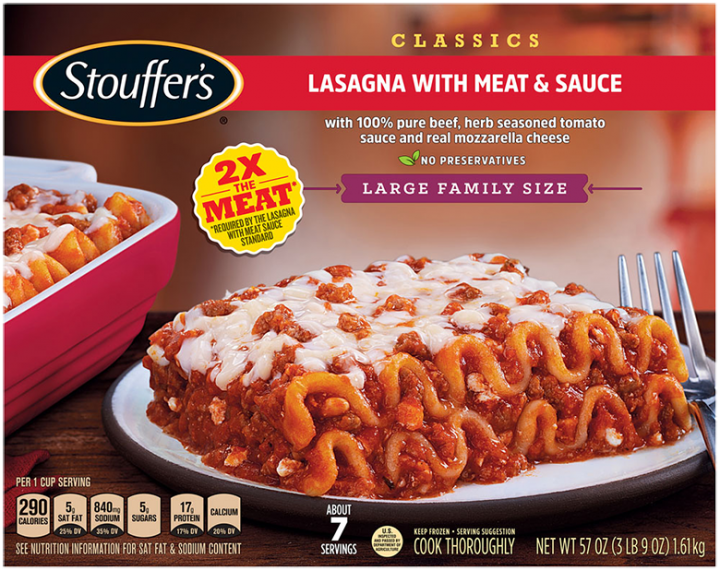 STOUFFER'S Lasagna With Meat & Sauce (Large Family Size) 6 units per case 57.0 oz