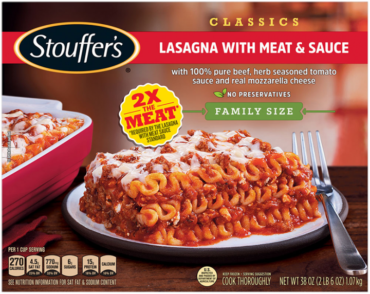 STOUFFER'S Lasagna with Meat & Sauce (Family Size) 6 units per case 38.0 oz