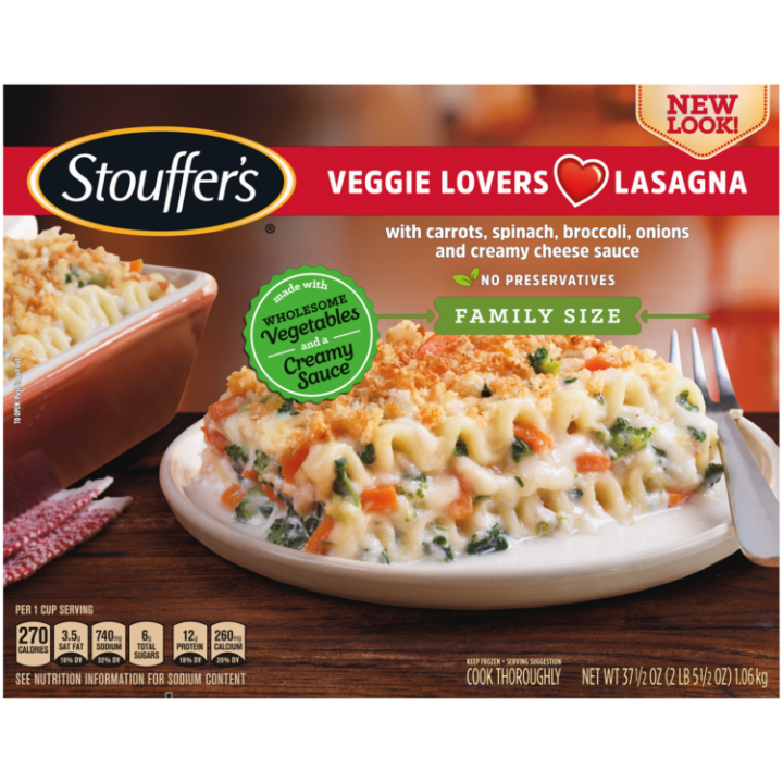 STOUFFER'S Veggie Lovers Lasagna (Family Size) 6 units per case 37.5 oz