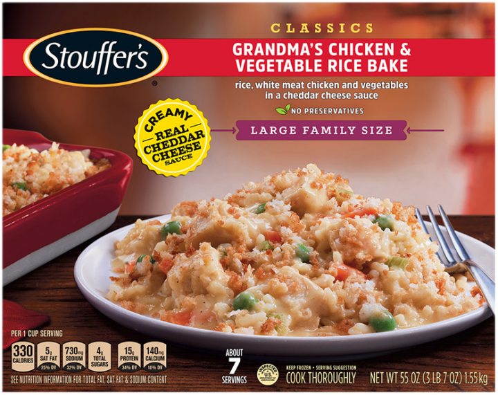 STOUFFER'S Grandma's Chicken Vegetable Rice Bake (Large Family Size) 6 units per case 55.0 oz