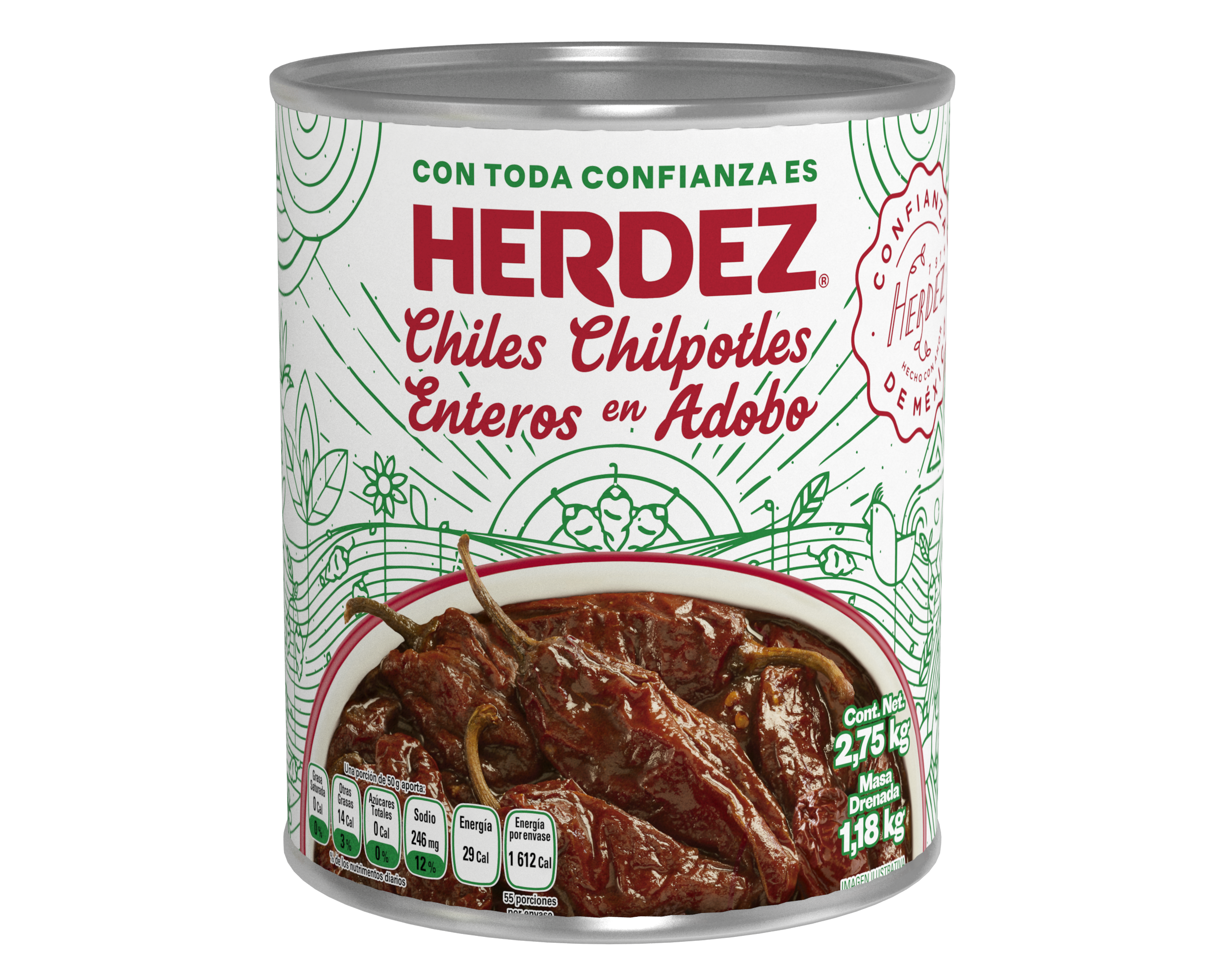 HERDEZ Whole Chipotle Peppers in Adobo 6 units per case