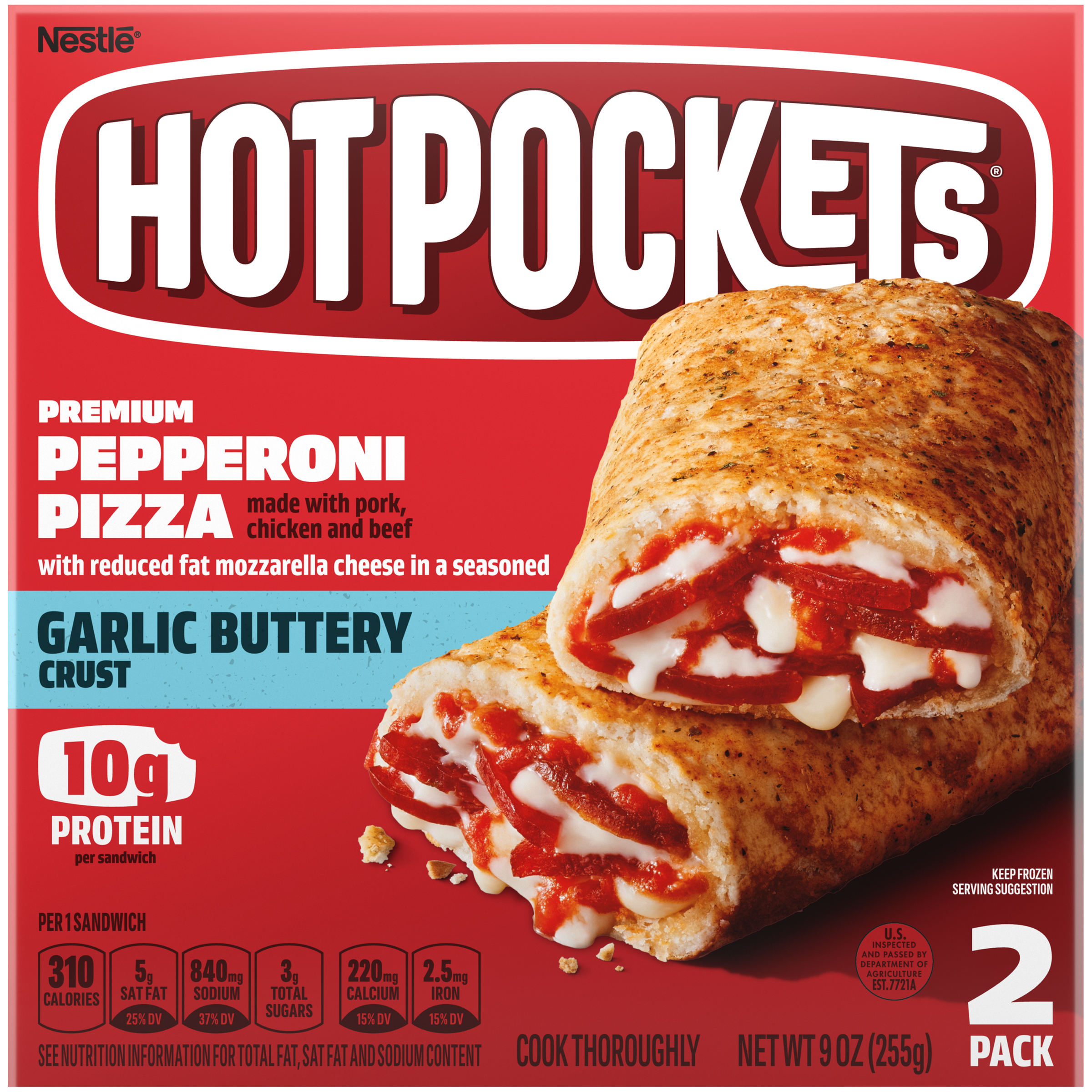 HOT POCKETS Garlic Buttery Crust Pepperoni Pizza (2 Pack) 8 units per case 9.0 oz