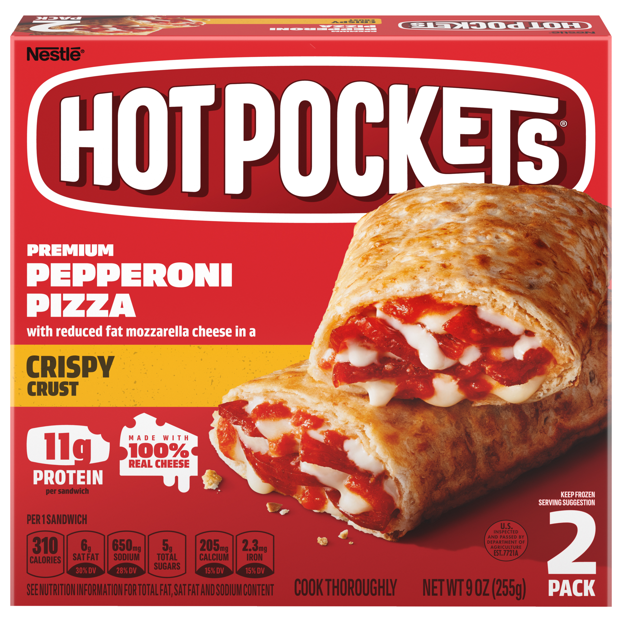 HOT POCKETS Crispy Crust Pepperoni Pizza (2 Pack) 8 units per case 9.0 oz