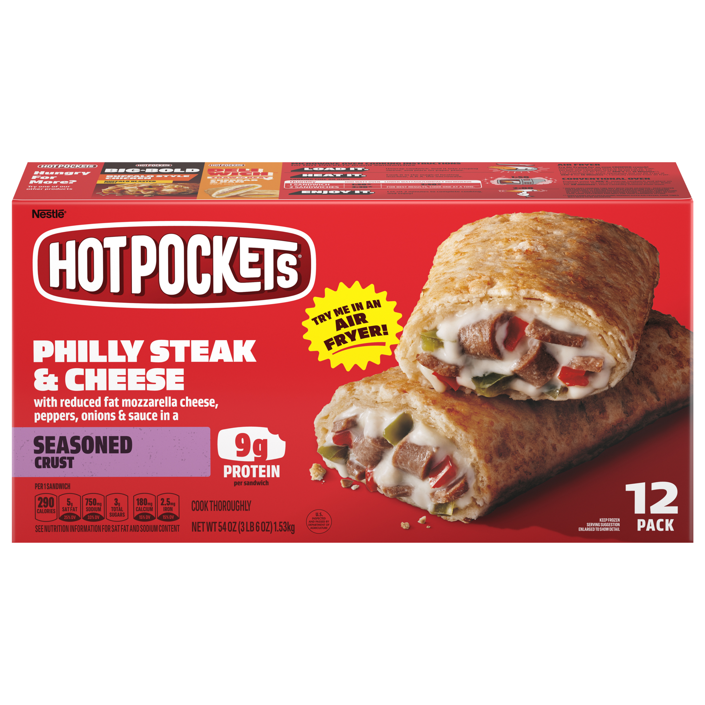 HOT POCKETS Seasoned Crust Philly Steak and Cheese (12 Pack) 4 units per case 54.0 oz