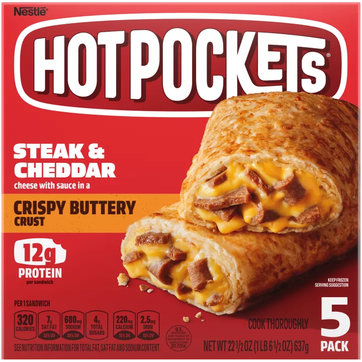 HOT POCKETS Crispy Buttery Crust Steak & Cheddar (5 pack) 4 units per case 22.5 oz