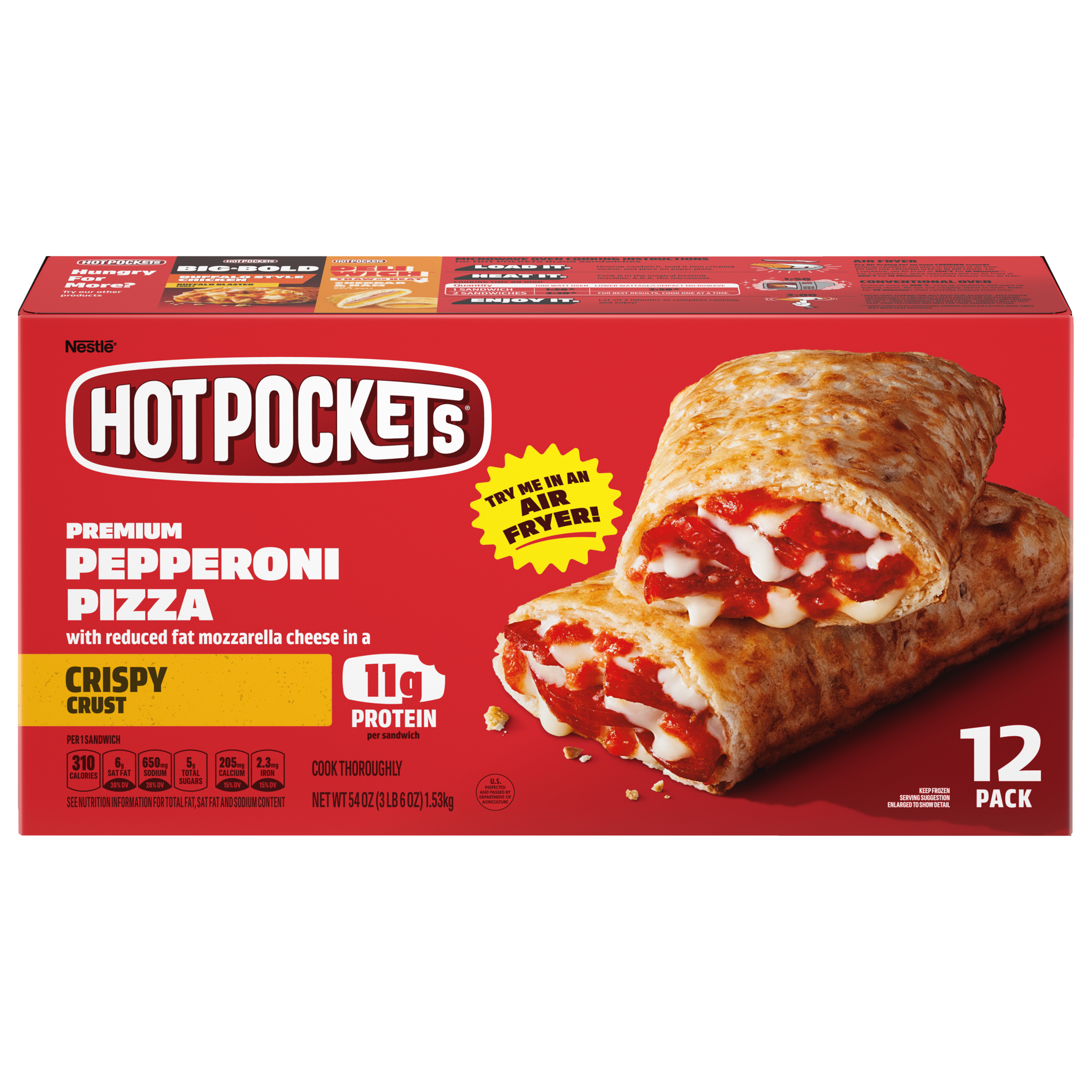 HOT POCKETS Crispy Crust Premium Pepperoni Pizza (12 Pack) 4 units per case 54.0 oz