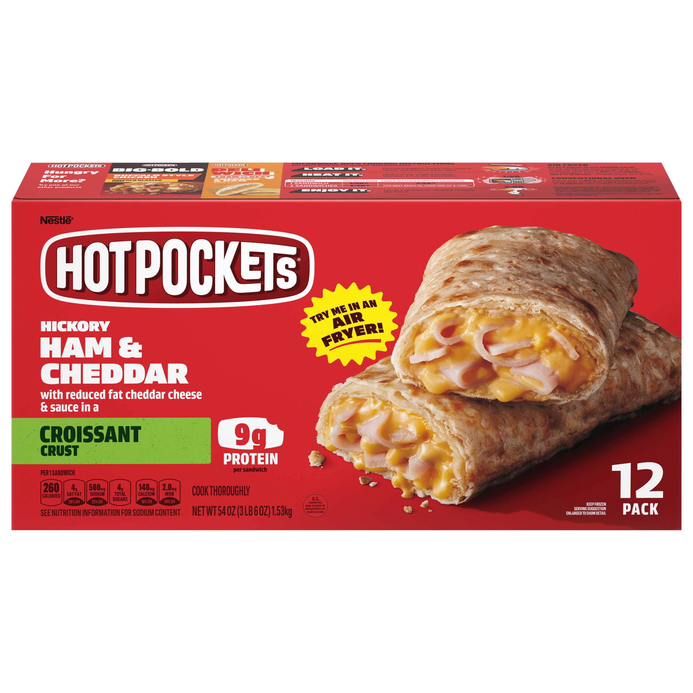 HOT POCKETS Croissant Crust Hickory Ham & Cheddar 4 units per case 54.0 oz