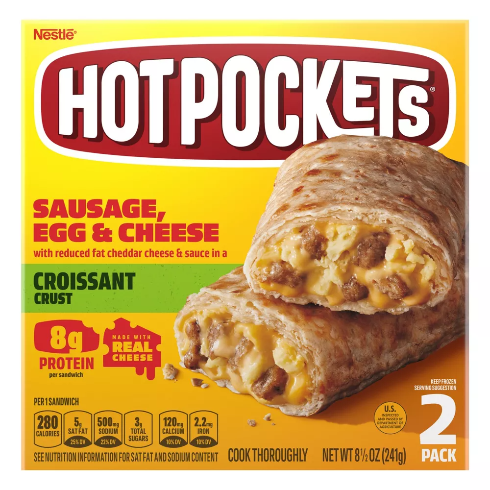 HOT POCKETS Croissant Crust Sausage, Egg, & Cheese (2 pack) 8 units per case 8.5 oz