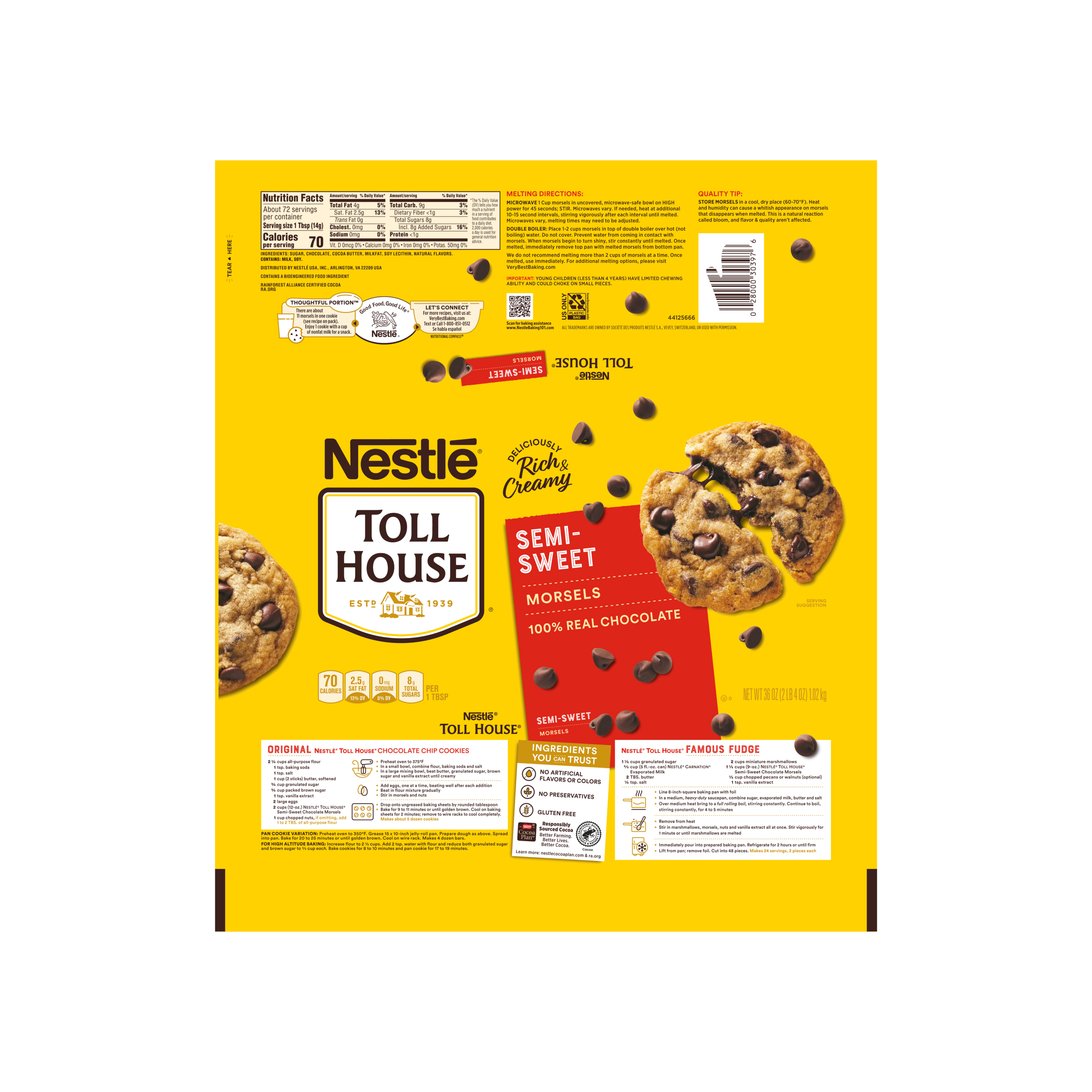 TOLL HOUSE Semi-Sweet Morsels 8 units per case 36.0 oz Product Label