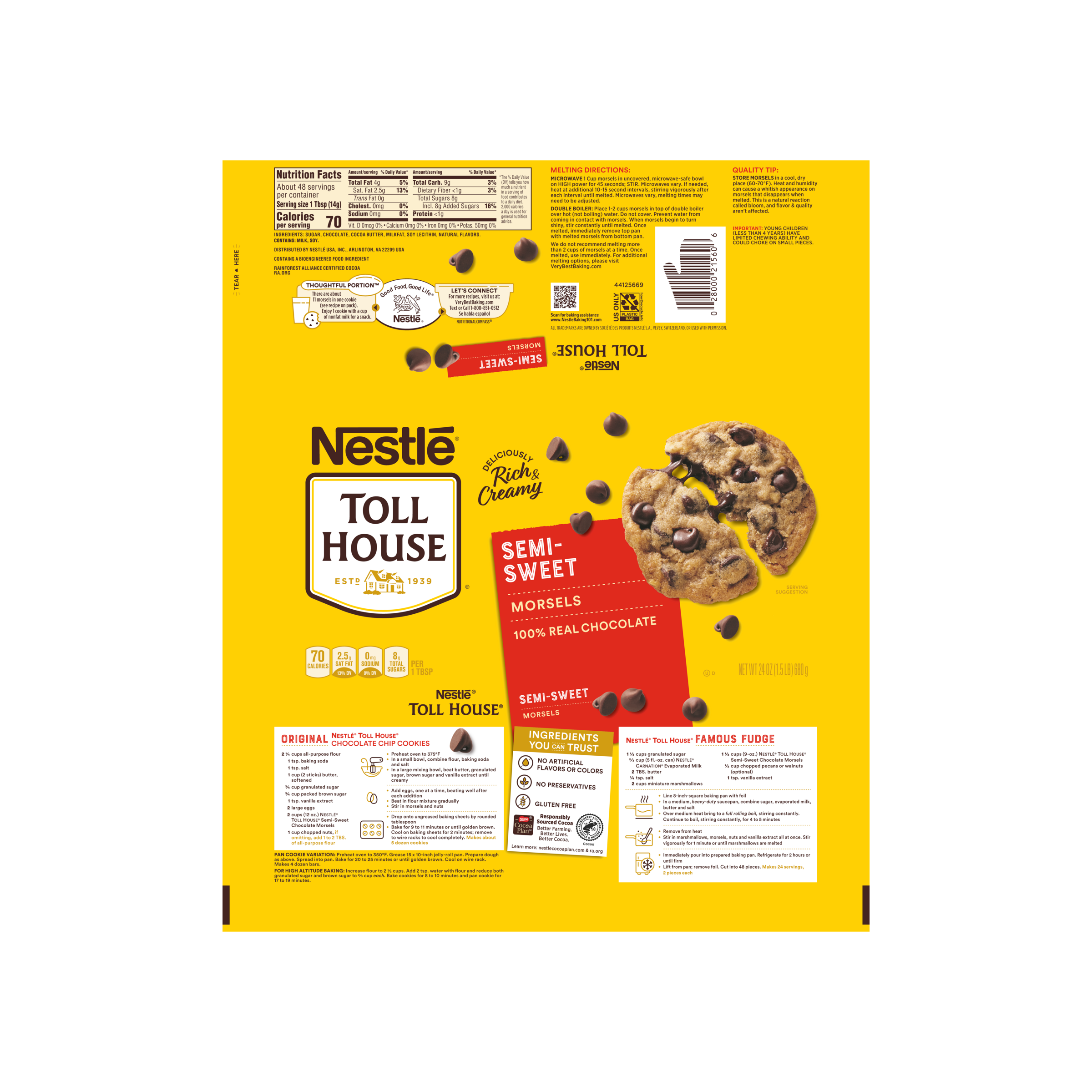 TOLL HOUSE Semi-Sweet Morsels 12 units per case 24.0 oz Product Label