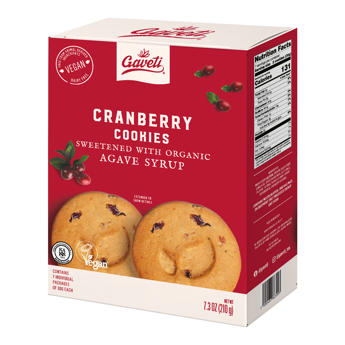 Gaveti Cranberry Cookies 210g 12 units per case 210 g