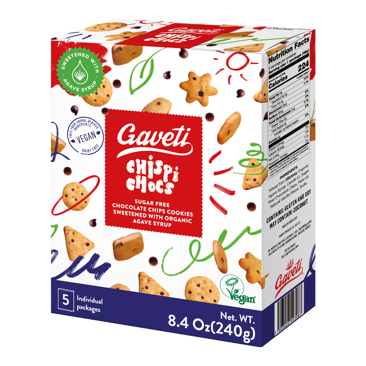Gaveti Chispi Chocs Cookies 240g 12 units per case 240 g