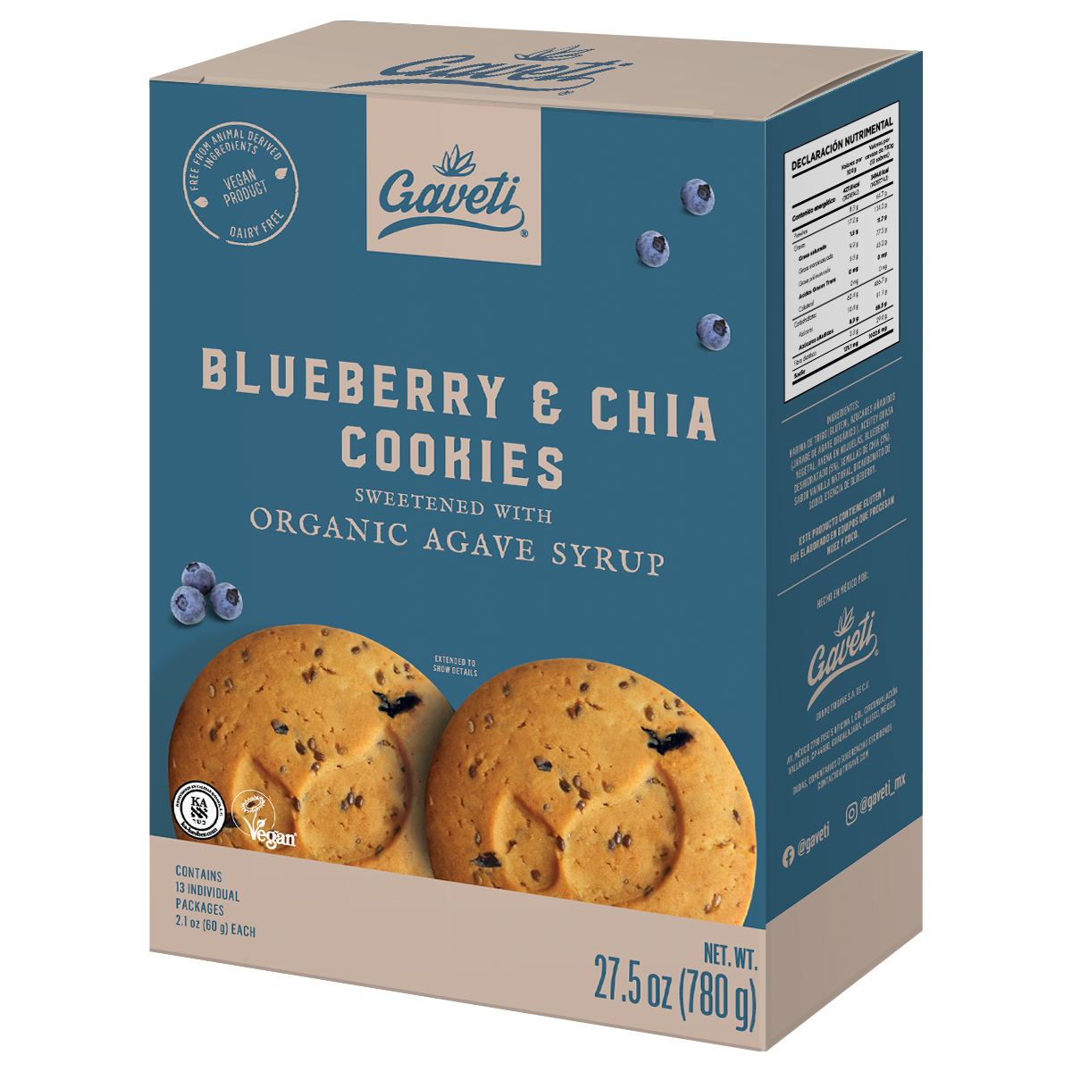 Gaveti Blueberry Chia Cookies 780g 1 units per case 780 g