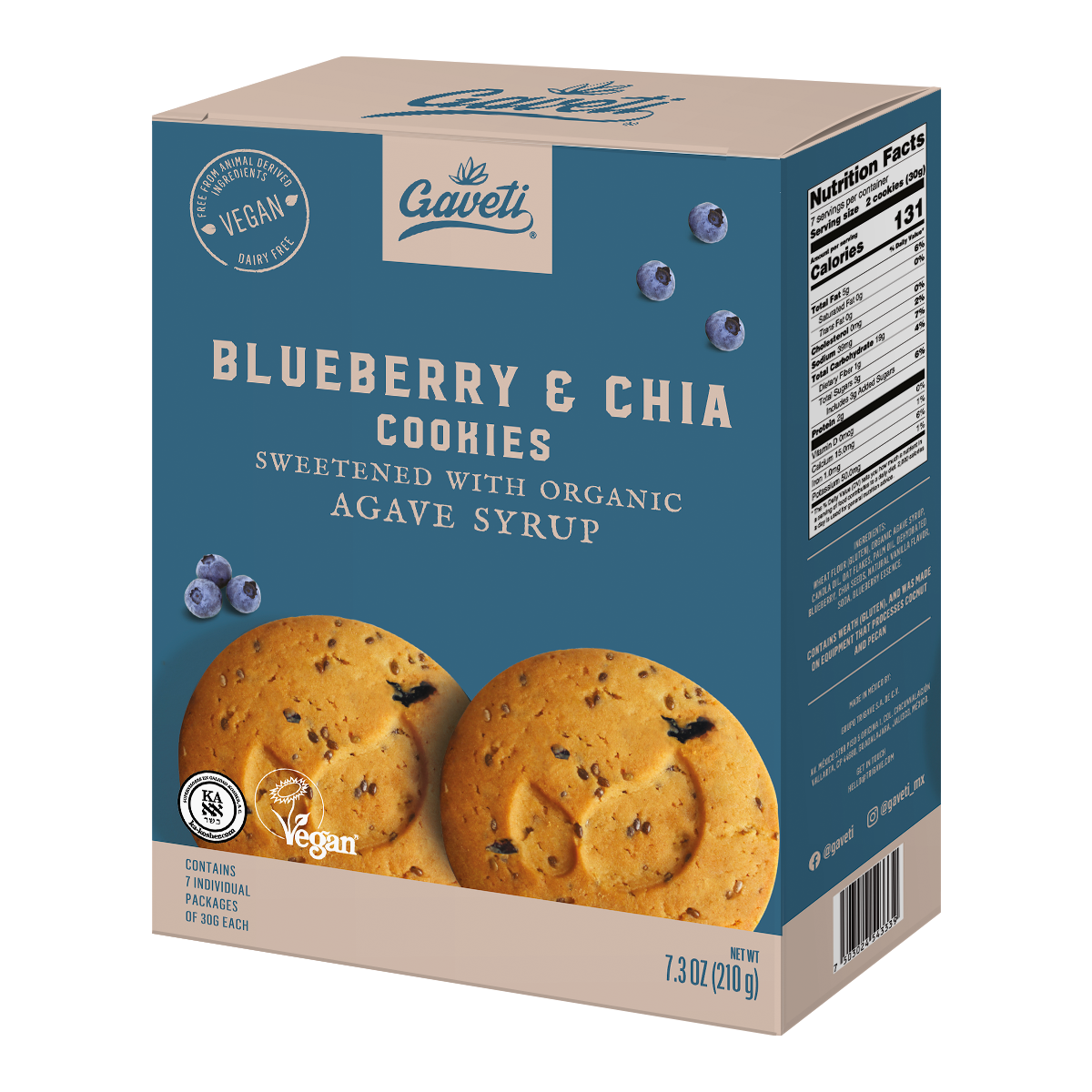 Gaveti Blueberry Chia Cookies 210g 12 units per case 210 g