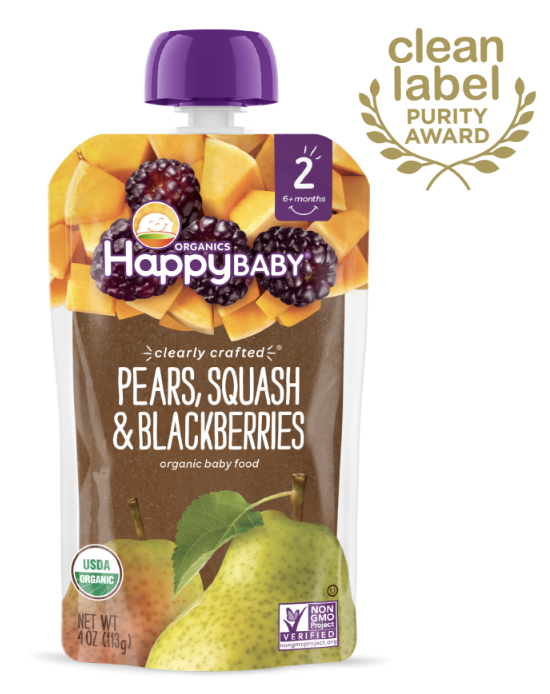 Happy Baby S2 - Clearly Crafted Pears, Squash & Blackberries 4oz 16 units per case 4.0 oz