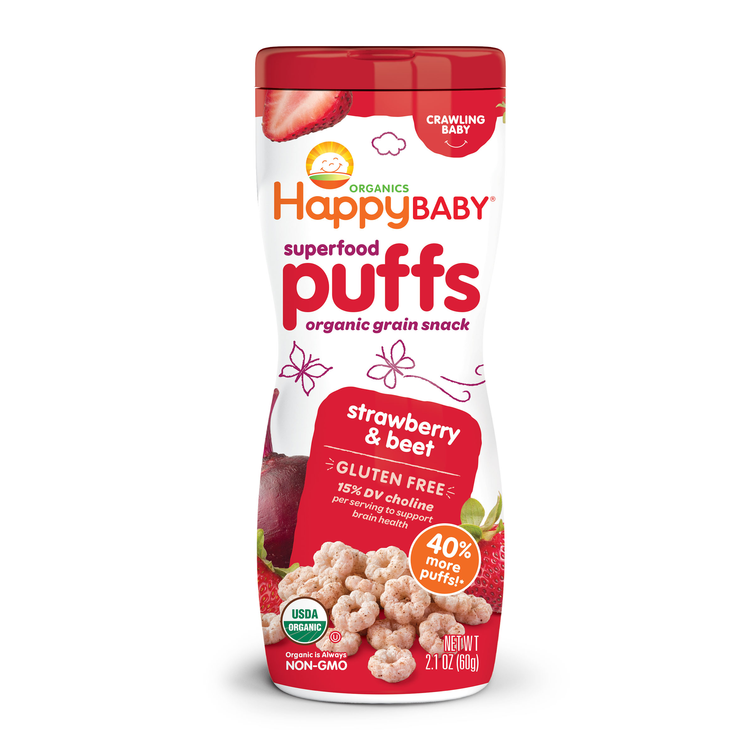 Happy Baby Strawberry & Beet Puffs 6 units per case 2.1 oz