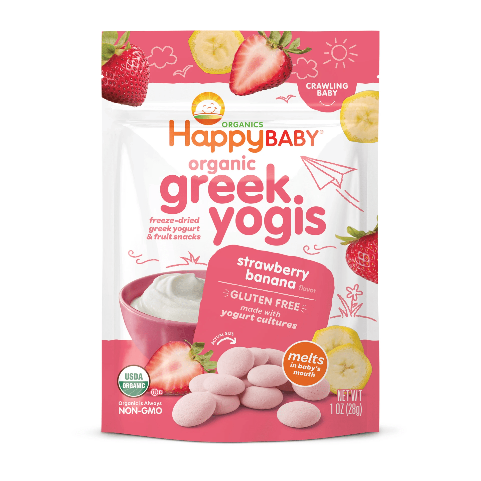 Happy Baby Greek Yogis - Strawberry & Banana 1oz 8 units per case 1.0 oz