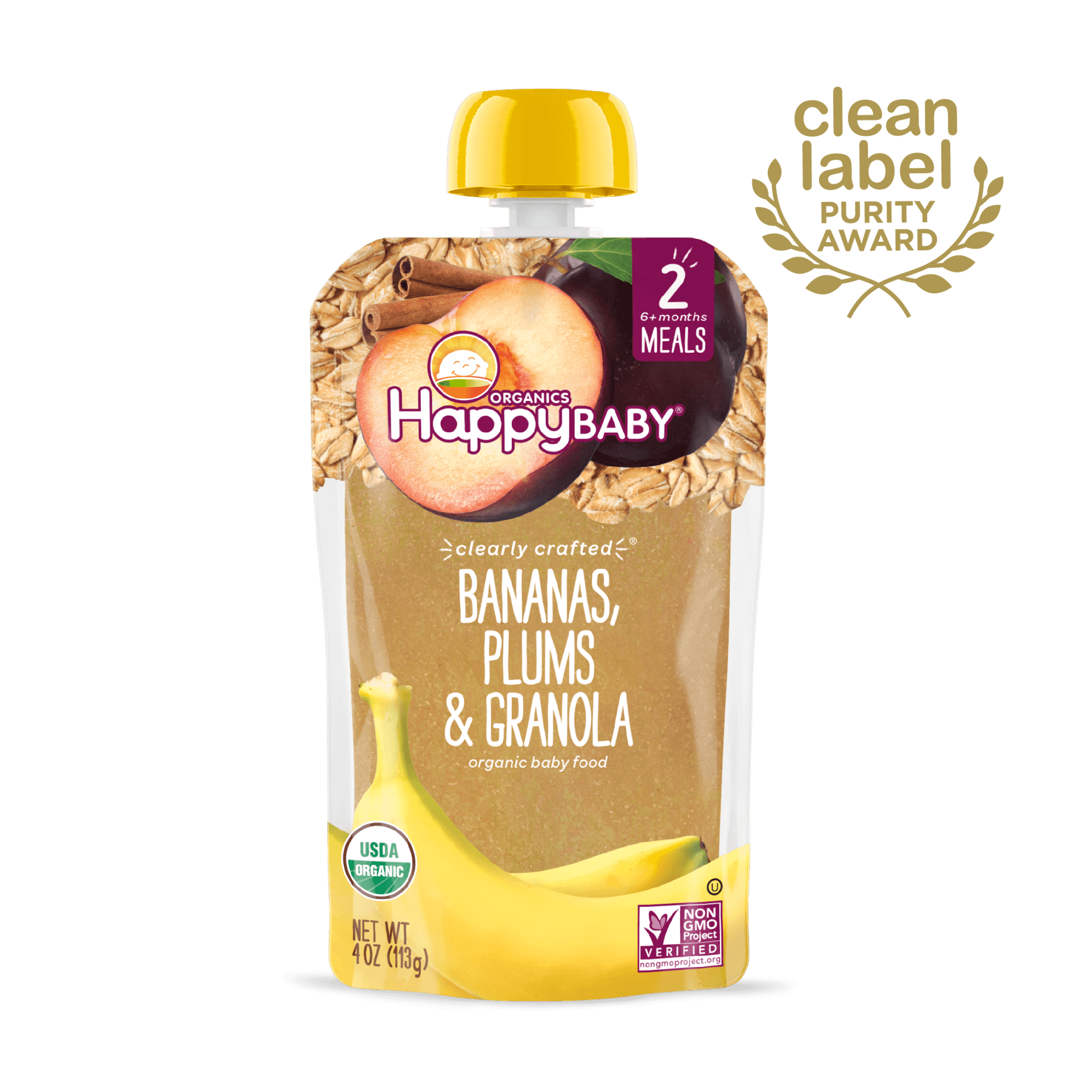 Happy Baby S2 - Clearly Crafted Bananas Plums & Granola 4Oz pouch 16 units per case 4.0 oz
