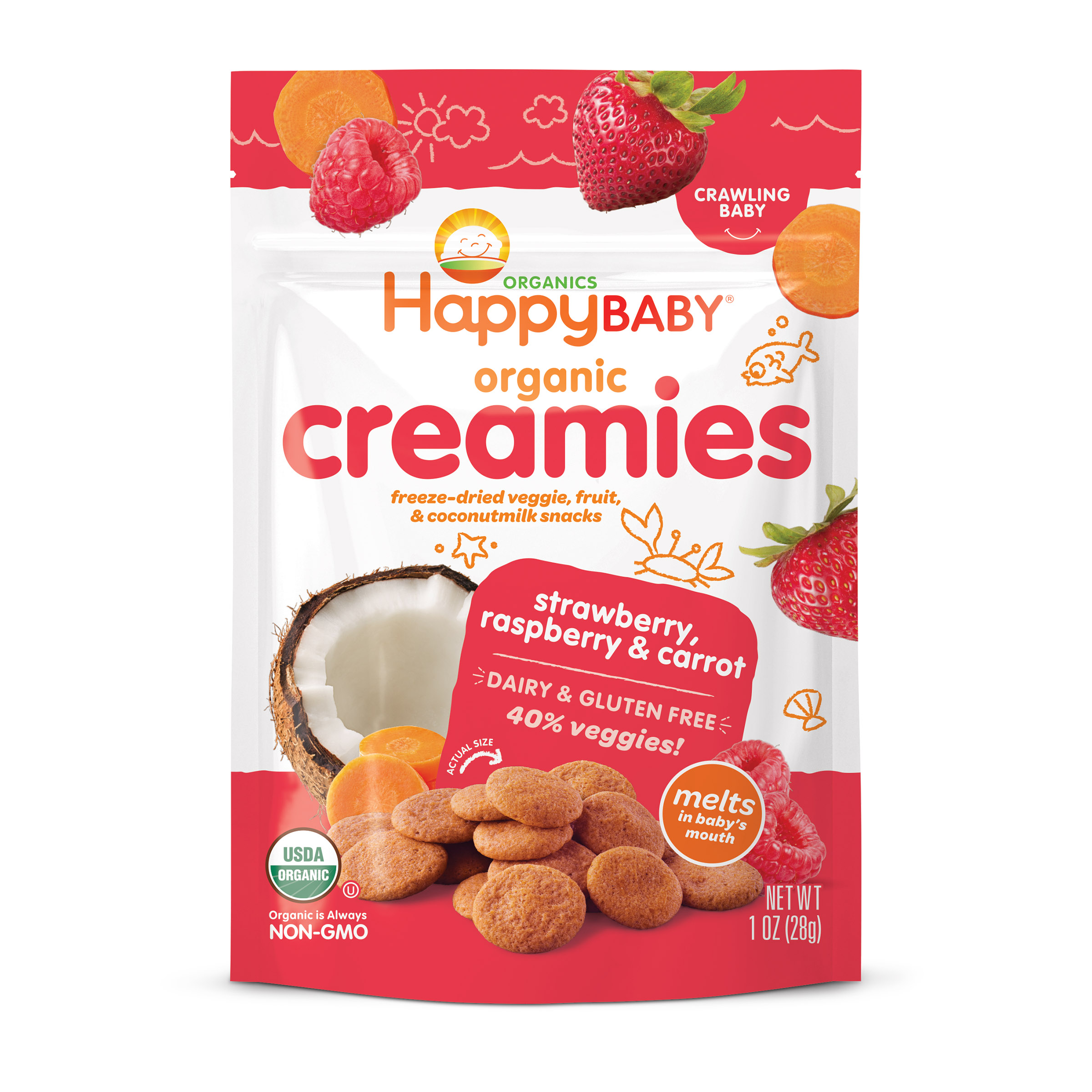 Happy Baby Strawberry, Raspberry & Carrot Creamies 8 units per case 1.0 oz