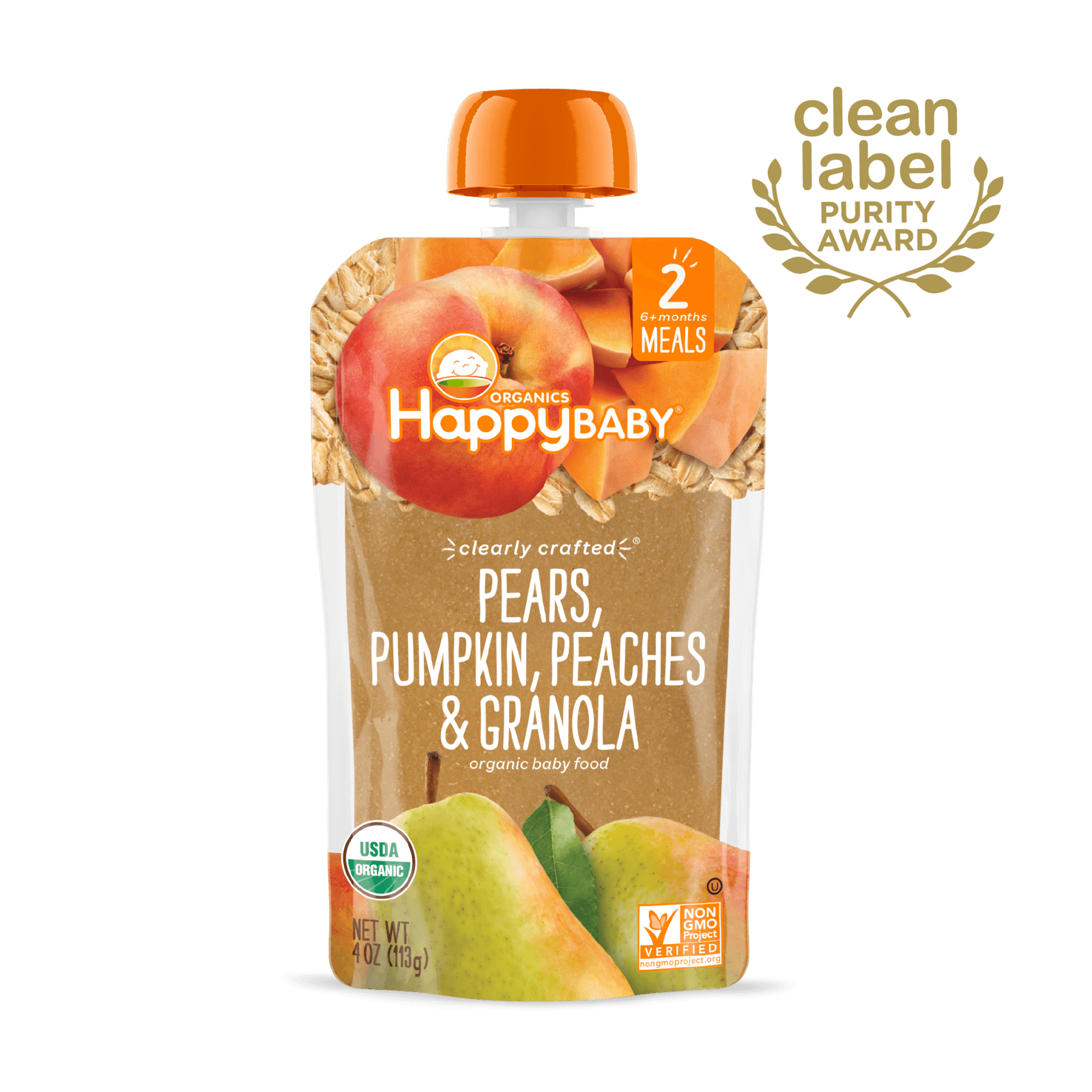 Happy Baby S2 - Clearly Crafted Pears Pumpkin Peaches & Granola 4Oz pouch 16 units per case 4.0 oz