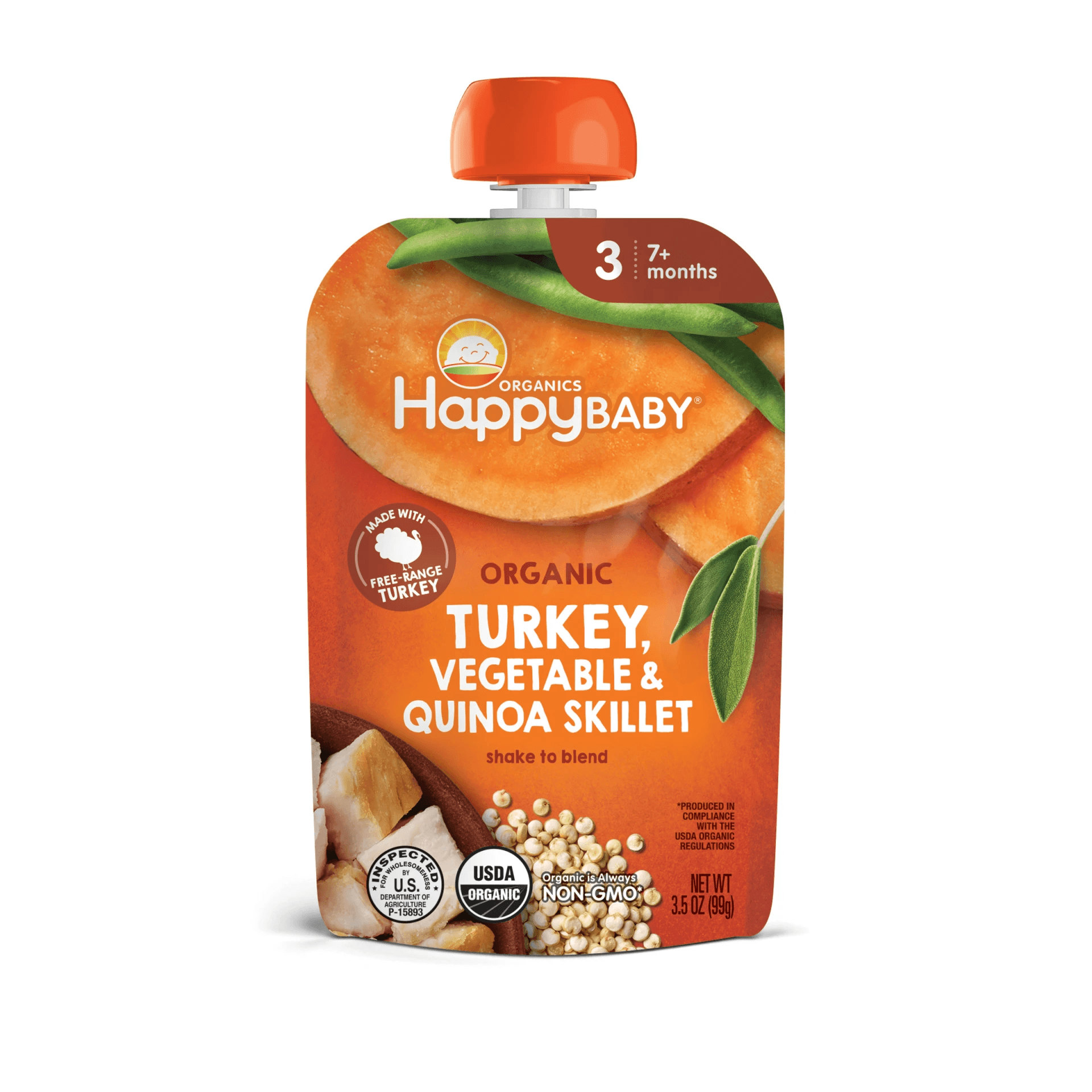Happy Baby S3 - Savory Blends Turkey Vegetable & Quinoa 3.5Oz pouch 16 units per case 3.5 oz
