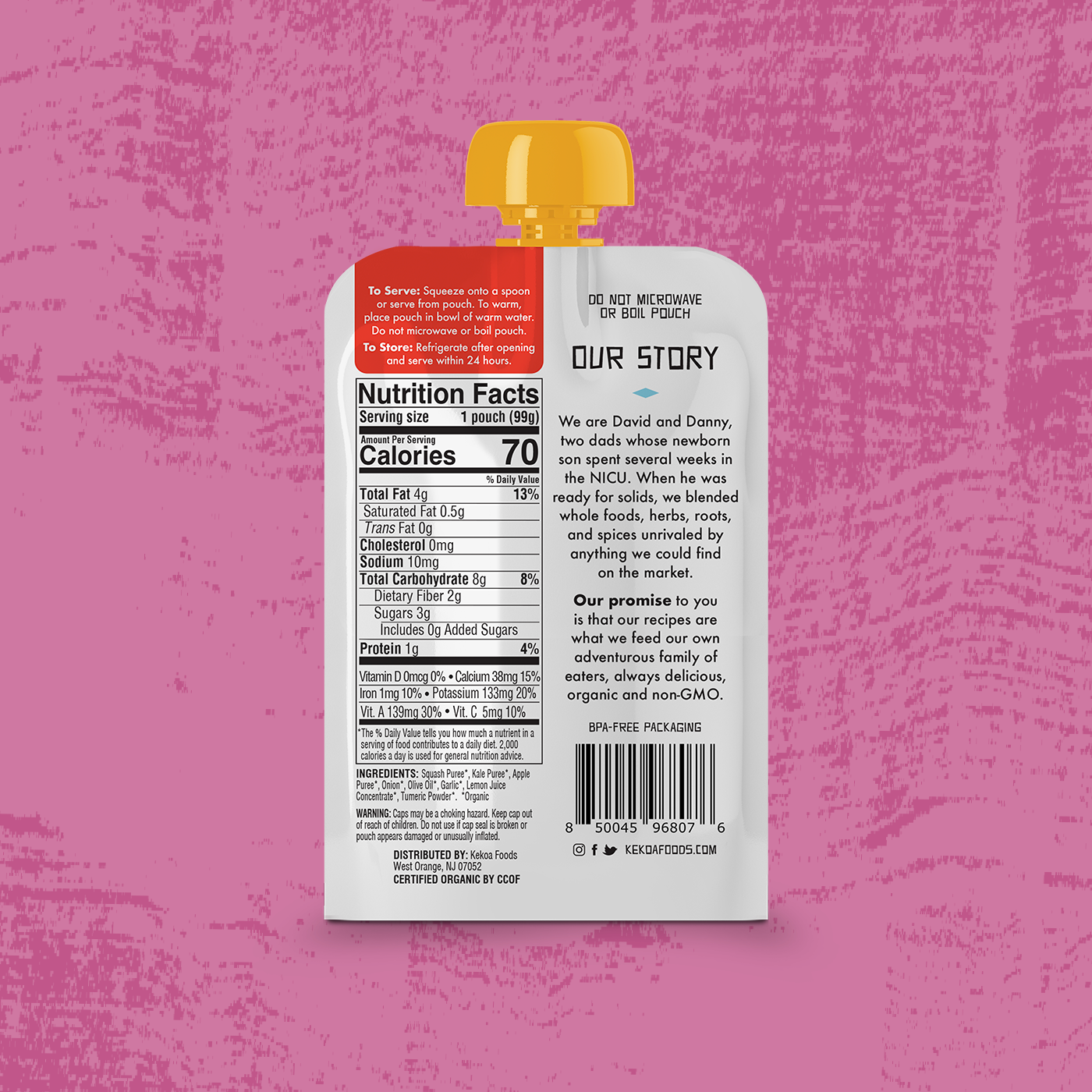Kekoa Foods - Squash and Kale with Turmeric 6 innerpacks per case 3.5 oz