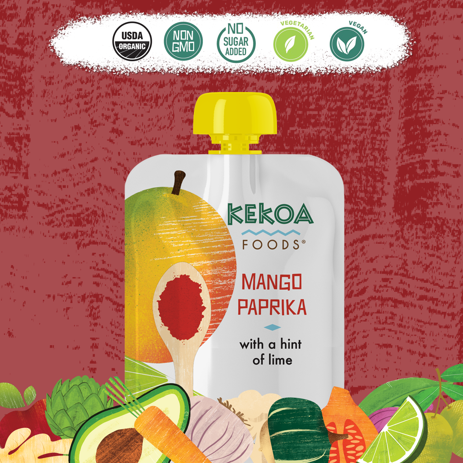 Kekoa Foods - Mango Paprika 6 innerpacks per case 3.5 oz Product Label