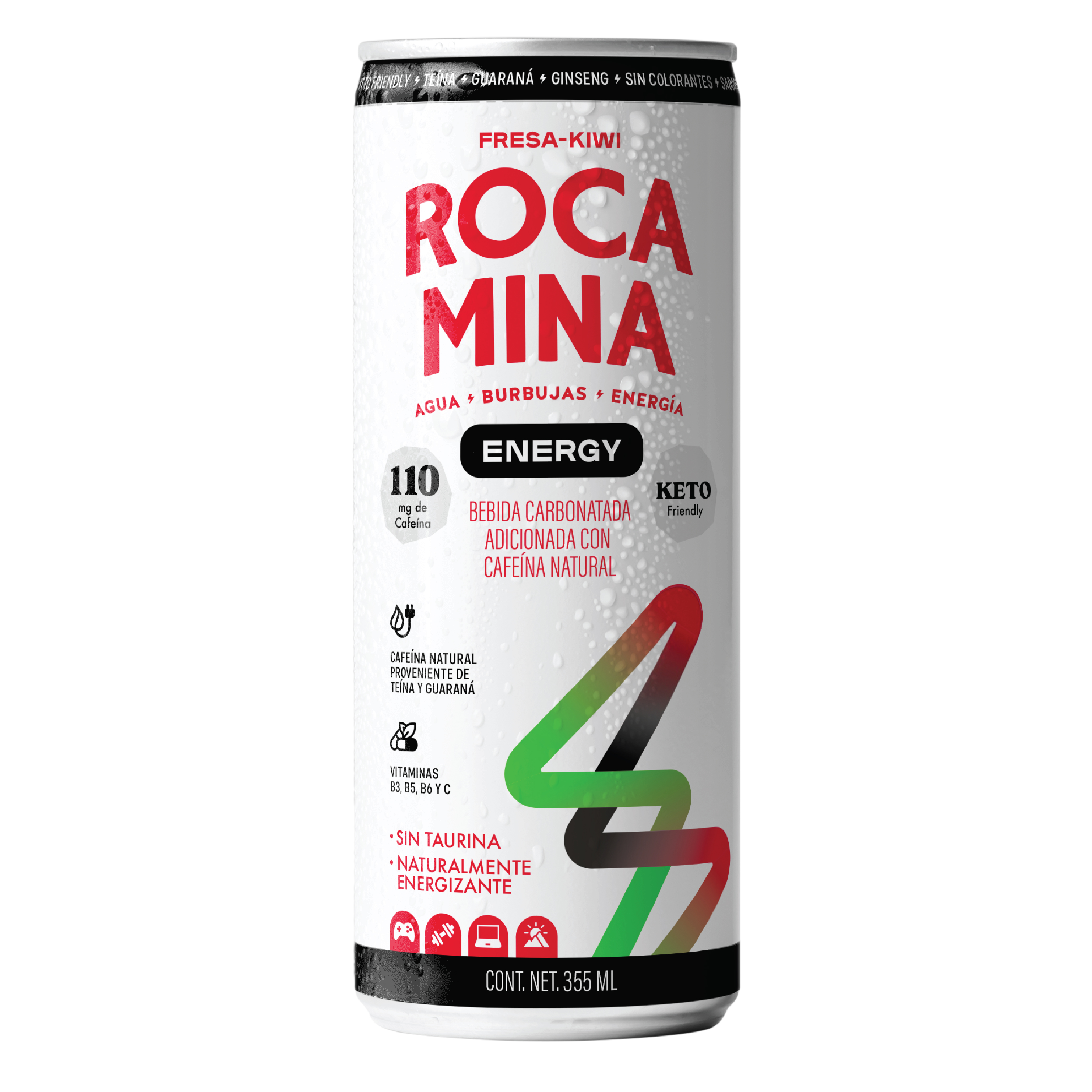 ROCA MINA Strawberry - Kiwi Sparkling Water 12 units per case 355 mL
