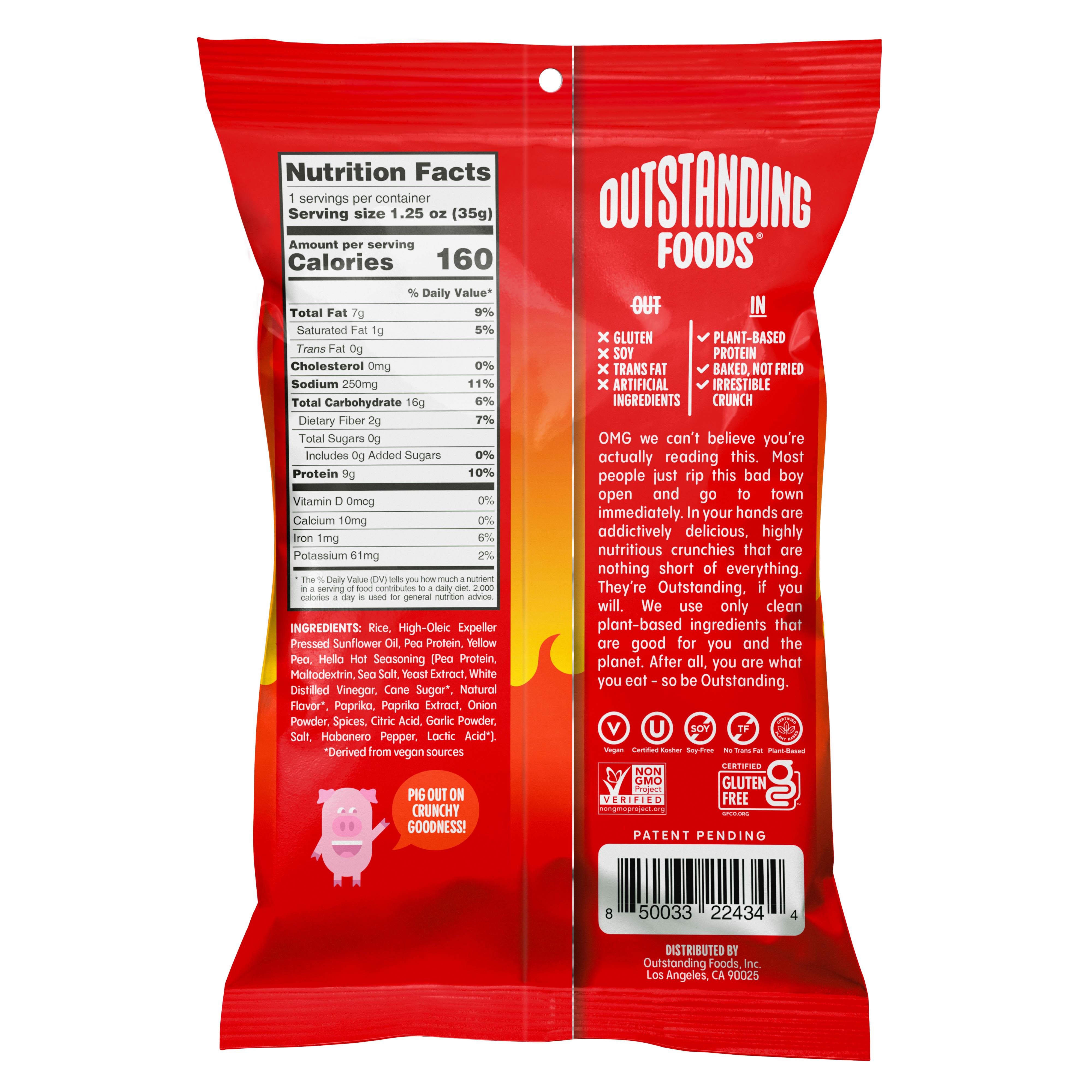 Outstanding Foods - Outstanding Pig Out Crunchies, Hella Hot, Snack Size 8 units per case 1.3 oz