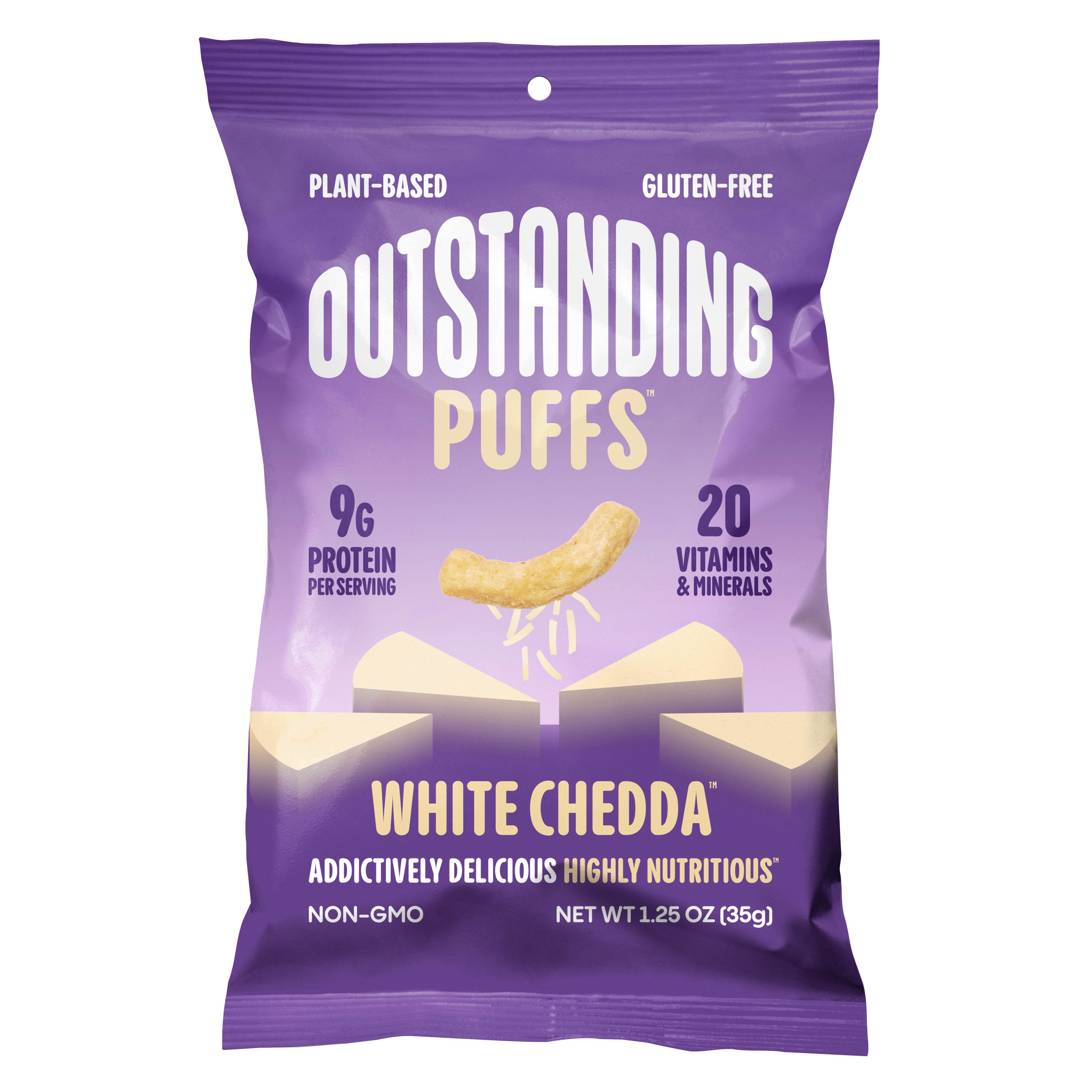 Outstanding Foods - Outstanding Puffs, White Chedda, Snack Size 8 units per case 1.3 oz