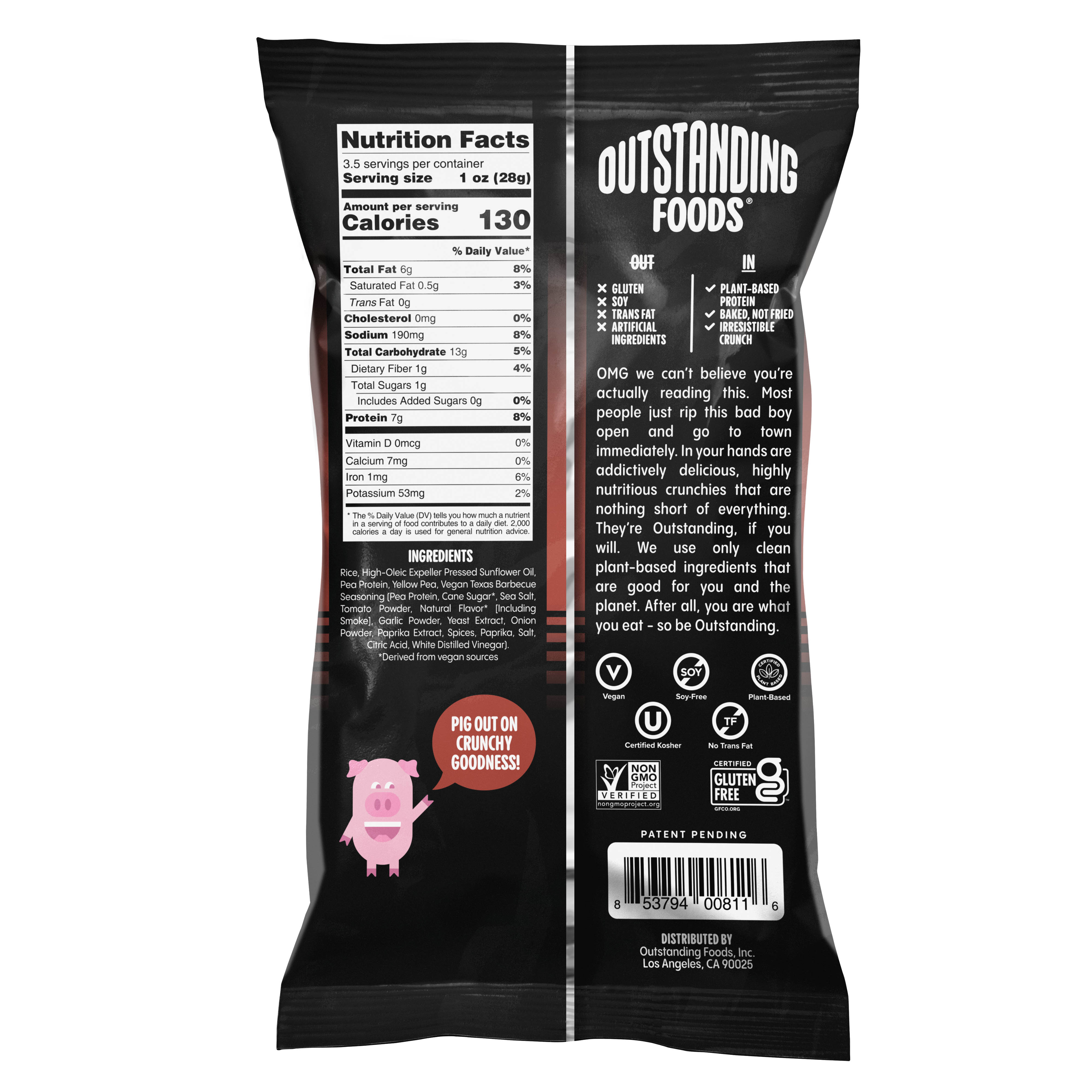 Outstanding Foods - Outstanding Pig Out Crunchies, Texas BBQ 12 units per case 3.5 oz