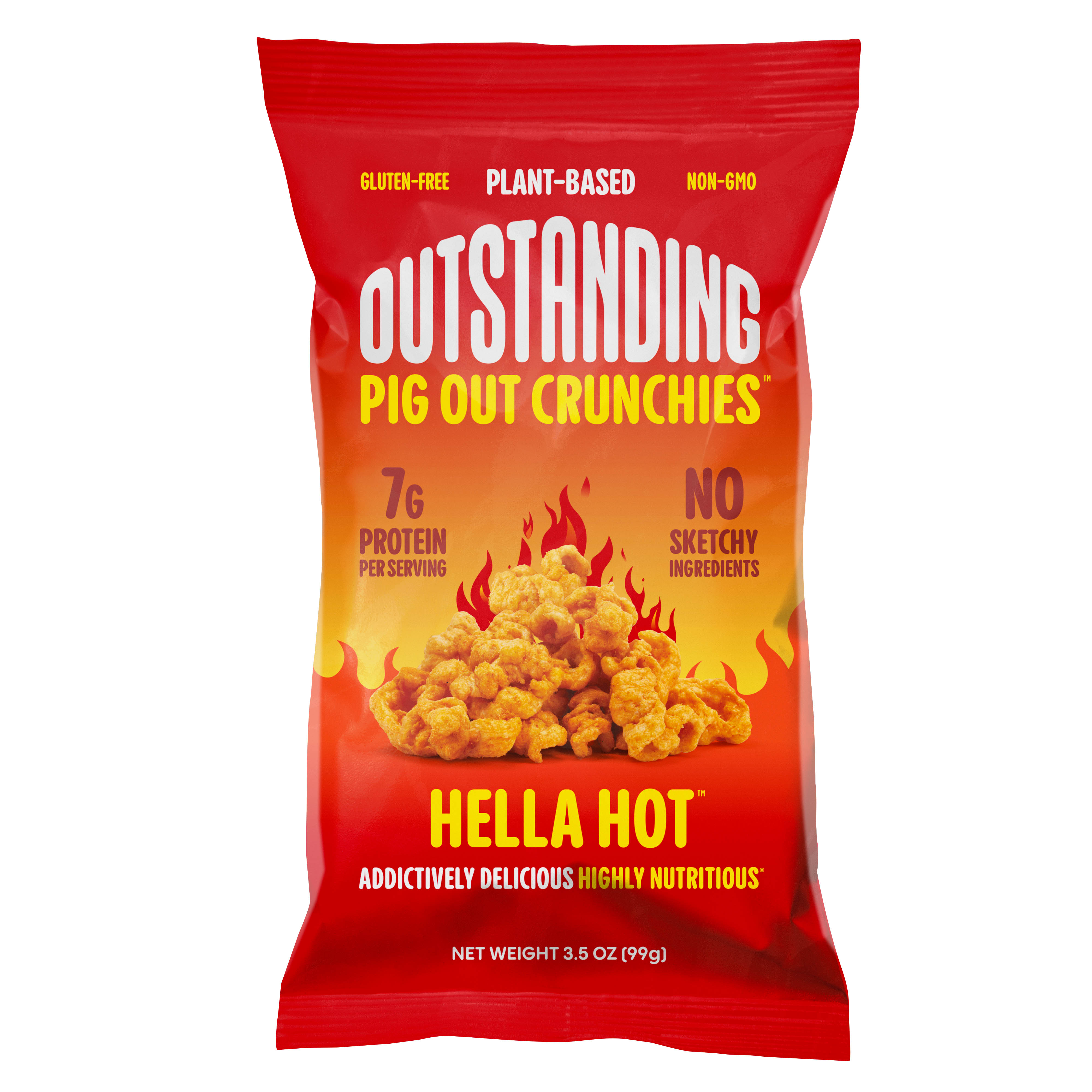 Outstanding Foods - Outstanding Pig Out Crunchies, Hella Hot 12 units per case 3.5 oz