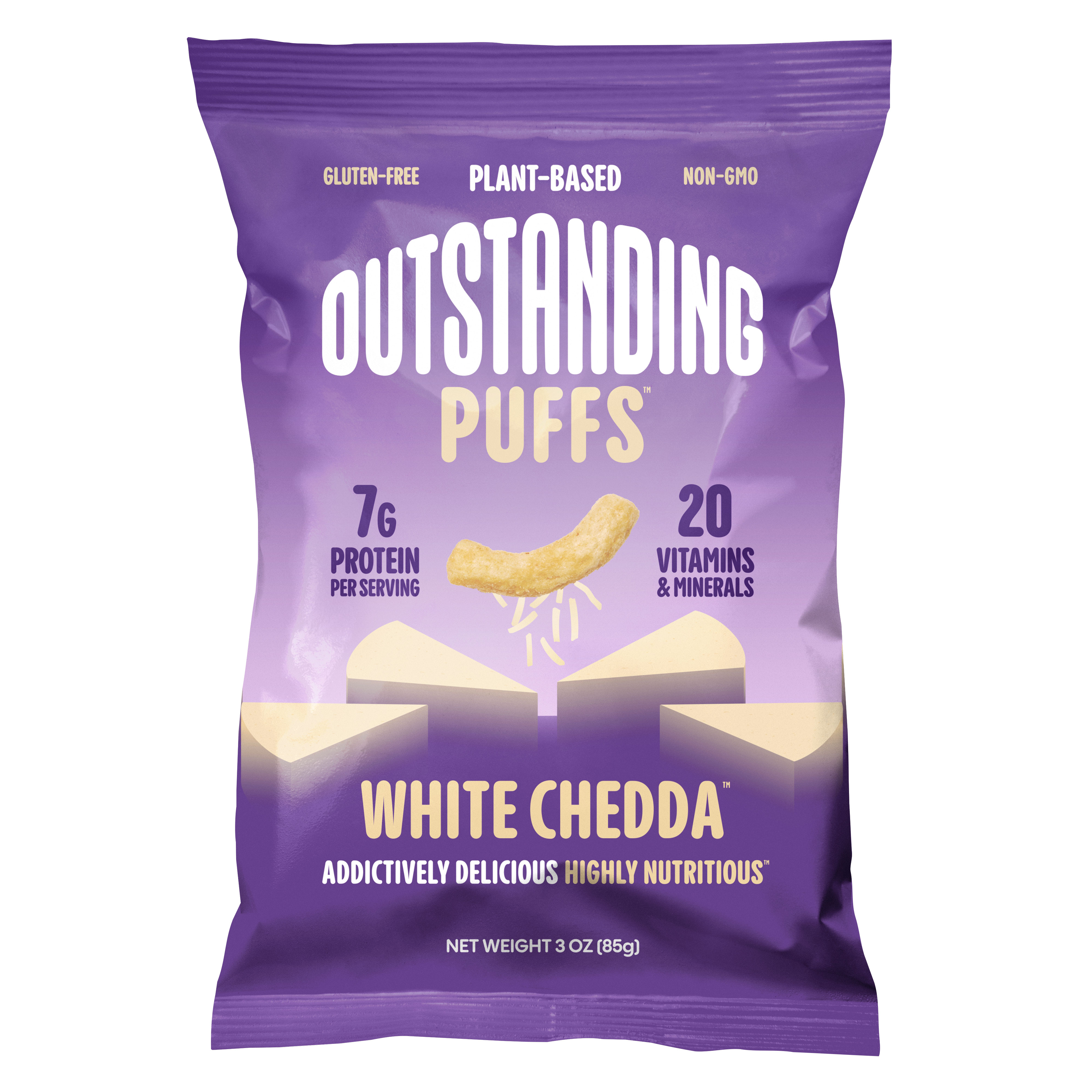 Outstanding Foods - Outstanding Puffs, White Chedda 8 units per case 3.0 oz