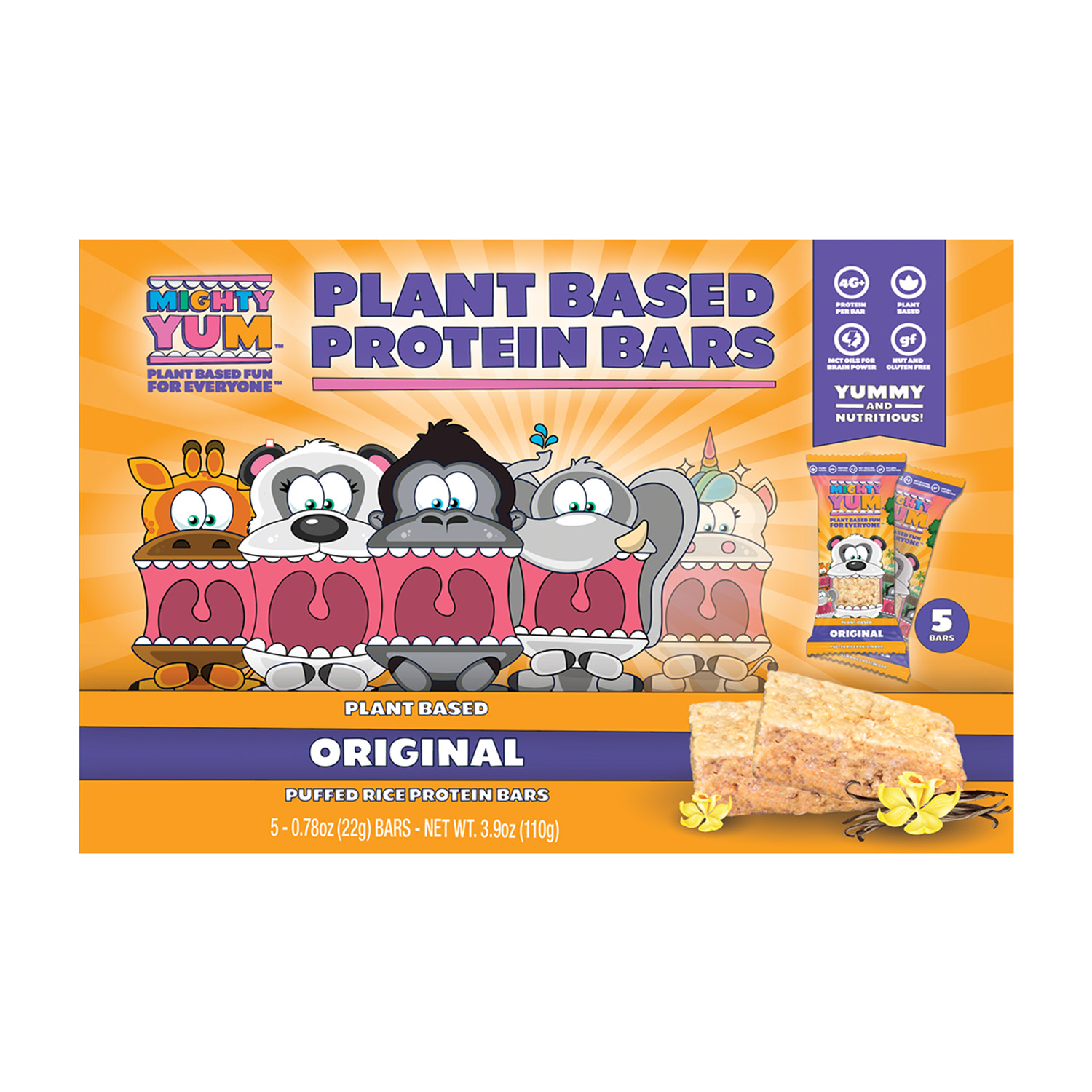 Mighty Yum Sales Box of 5 Units - Plant-Based Original Protein Bar 24 units per case 5.0 oz