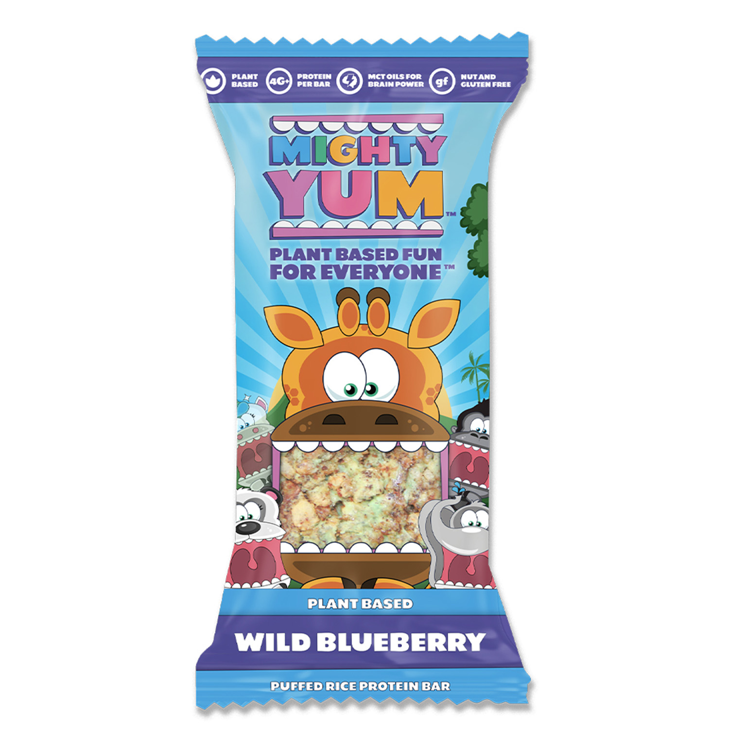 Mighty Yum Plant-Based Wild Blueberry Protein Bar - Individual 12 innerpacks per case 1.0 oz
