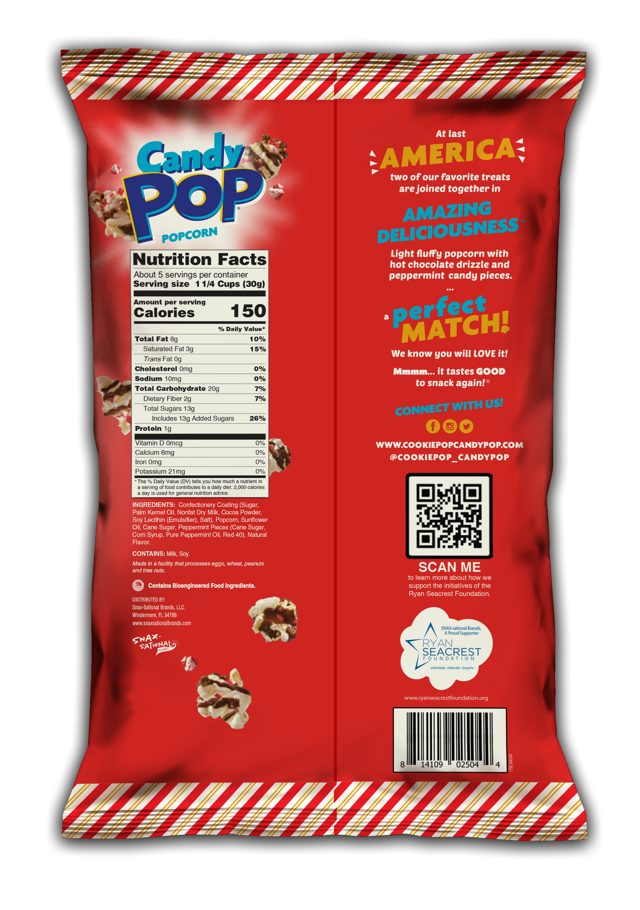 Cookie Pop PEPPERMINT SEASONAL Popcorn 12 units per case 5.3 oz