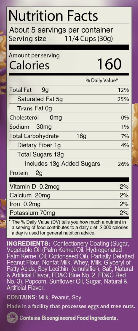 PB & J POP Smuckers & Jif Coated Popcorn (12 Pack, Grape) 12 units per case 5.3 oz Nutrition Info