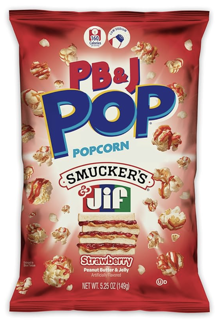 PB & J POP Smuckers & Jif Coated Popcorn Strawberry 12 units per case 5.3 oz