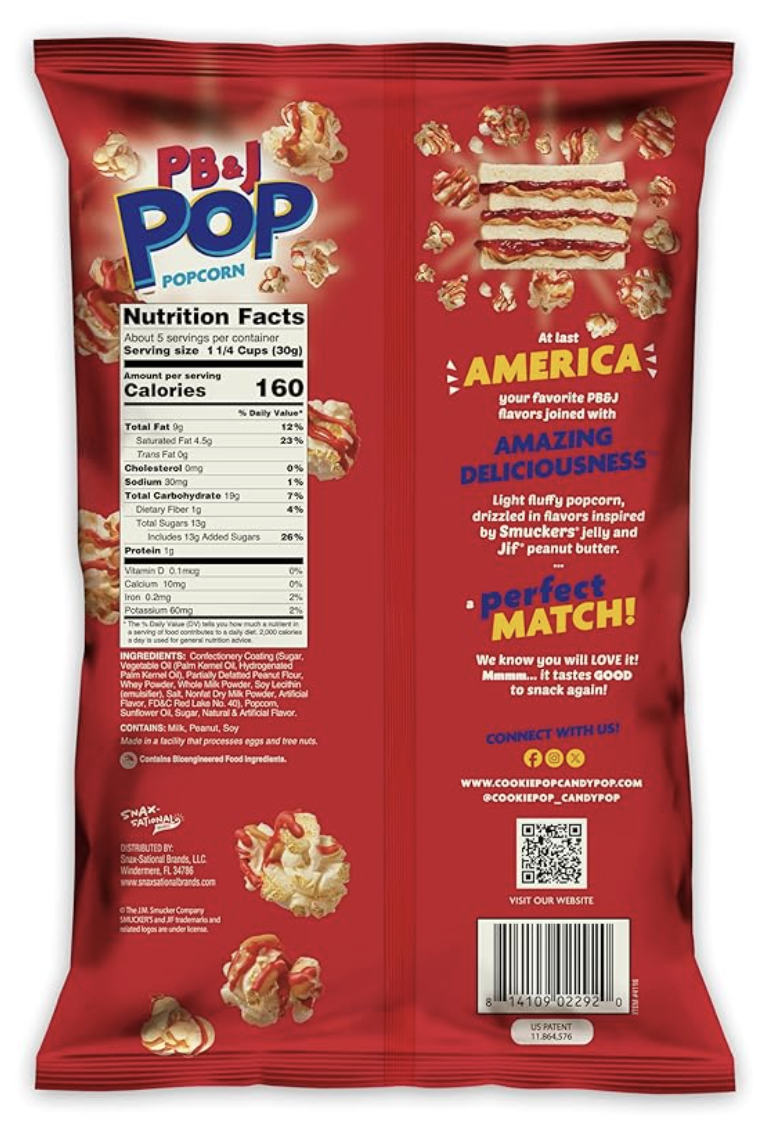 PB & J POP Smuckers & Jif Coated Popcorn Strawberry 12 units per case 5.3 oz