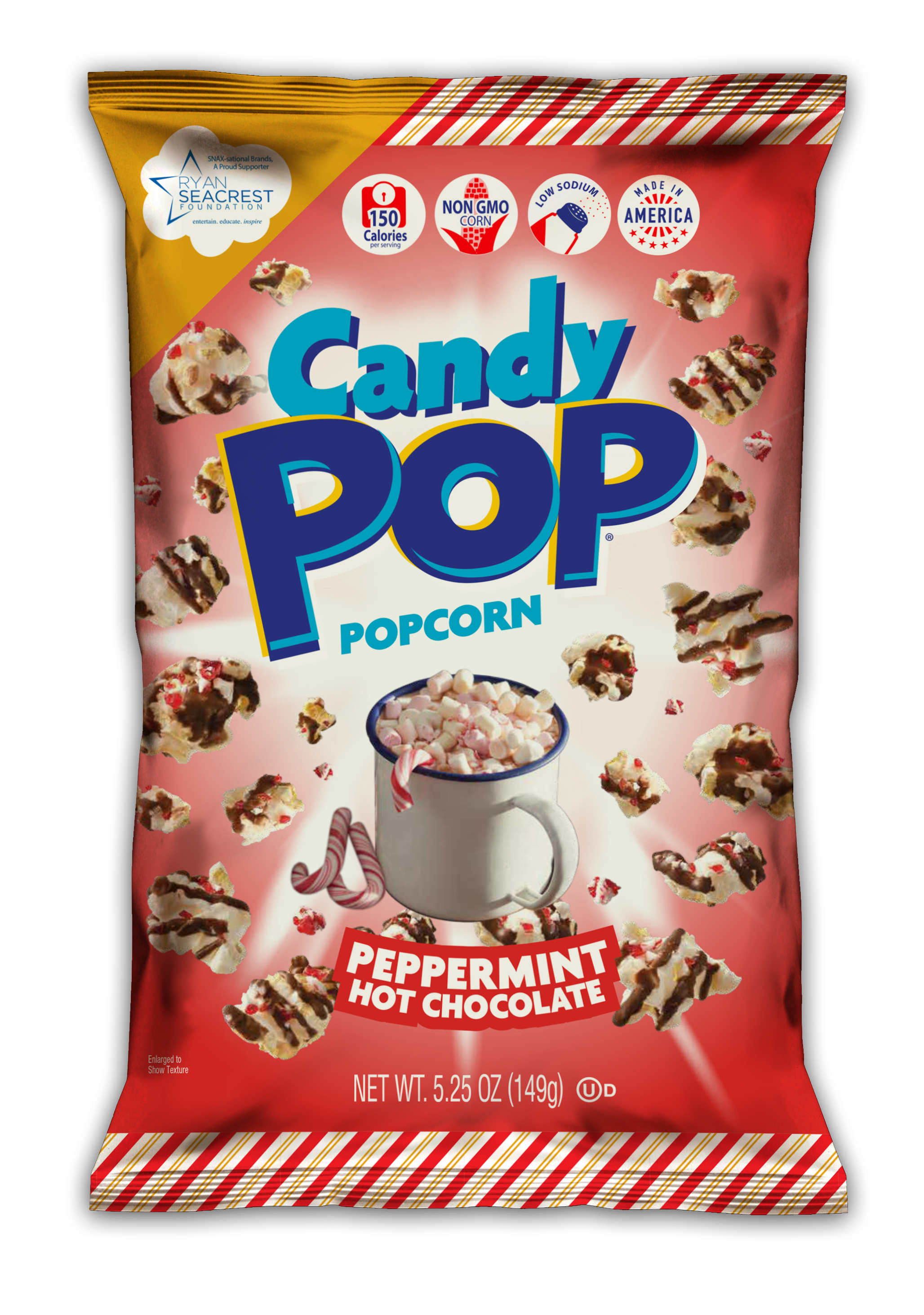 Candy Pop Peppermint Hot Chocolate Popcorn 12 units per case 5.3 oz