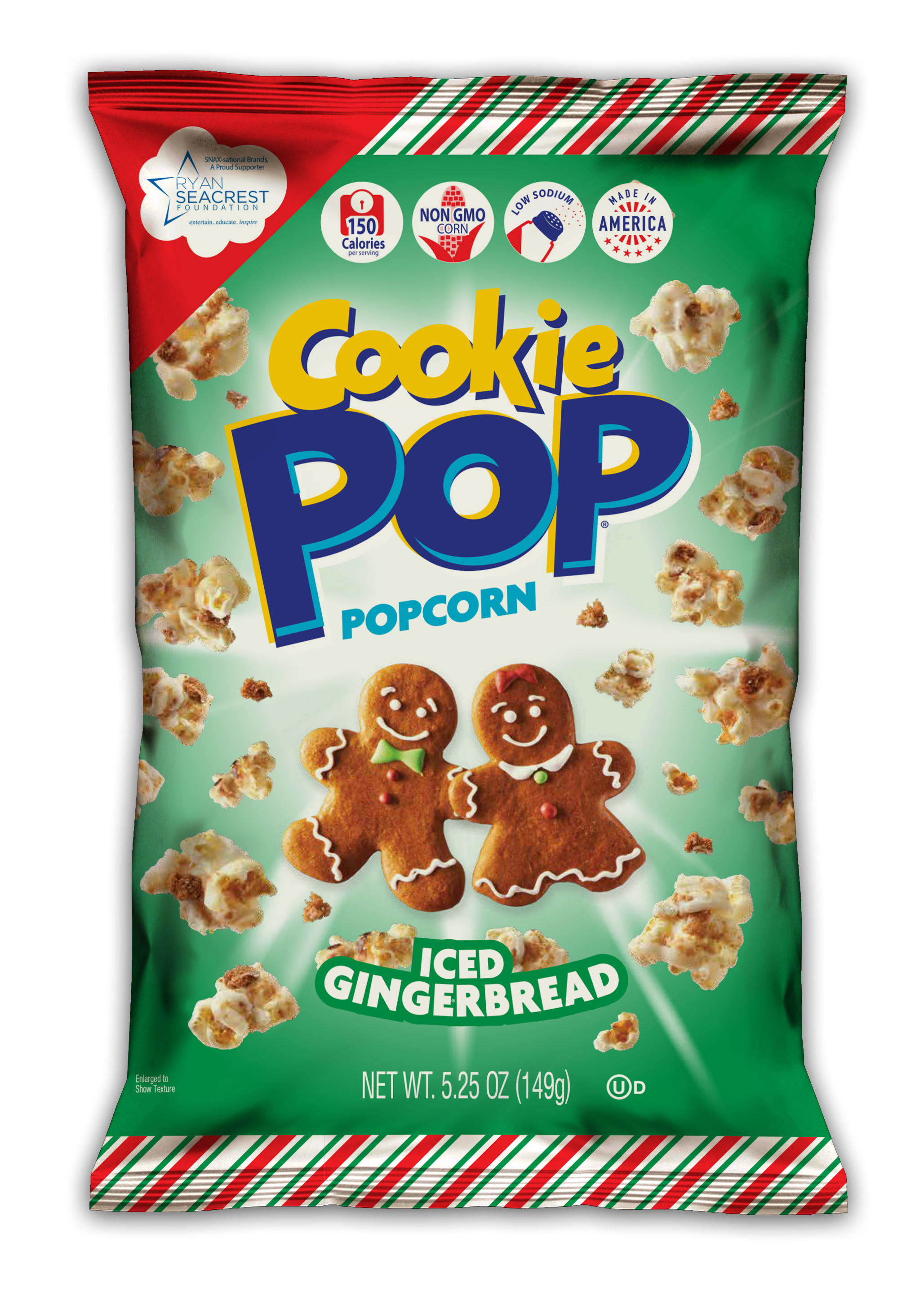 Cookie Pop Gingerbread and White Icing Popcorn 12 units per case 5.3 oz